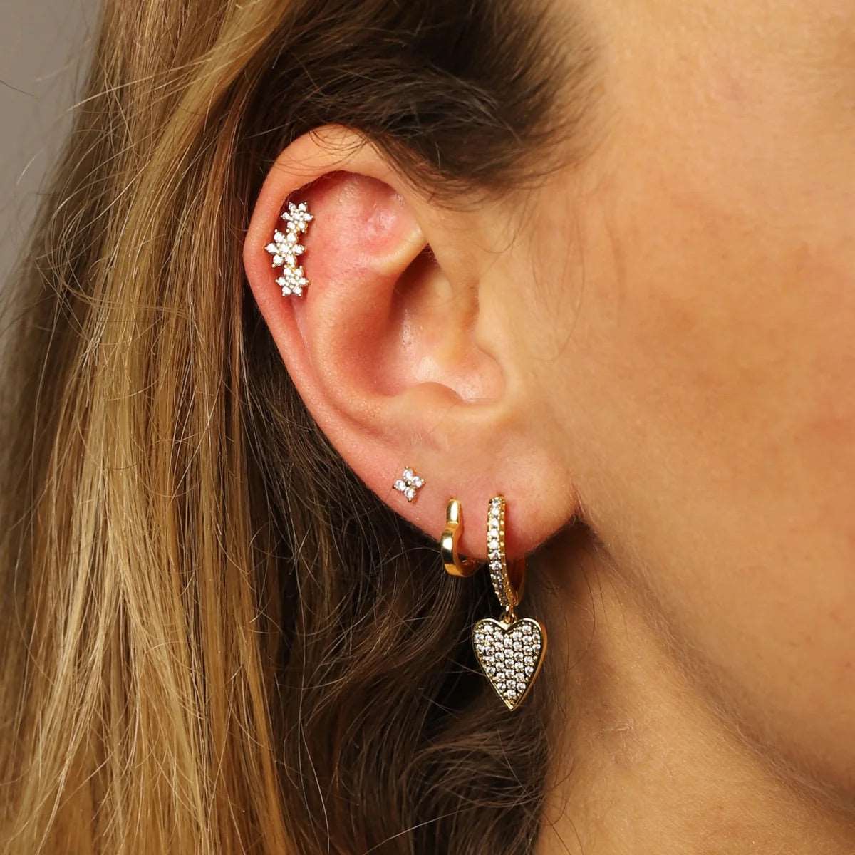 Crystal Flower Ear Climbers