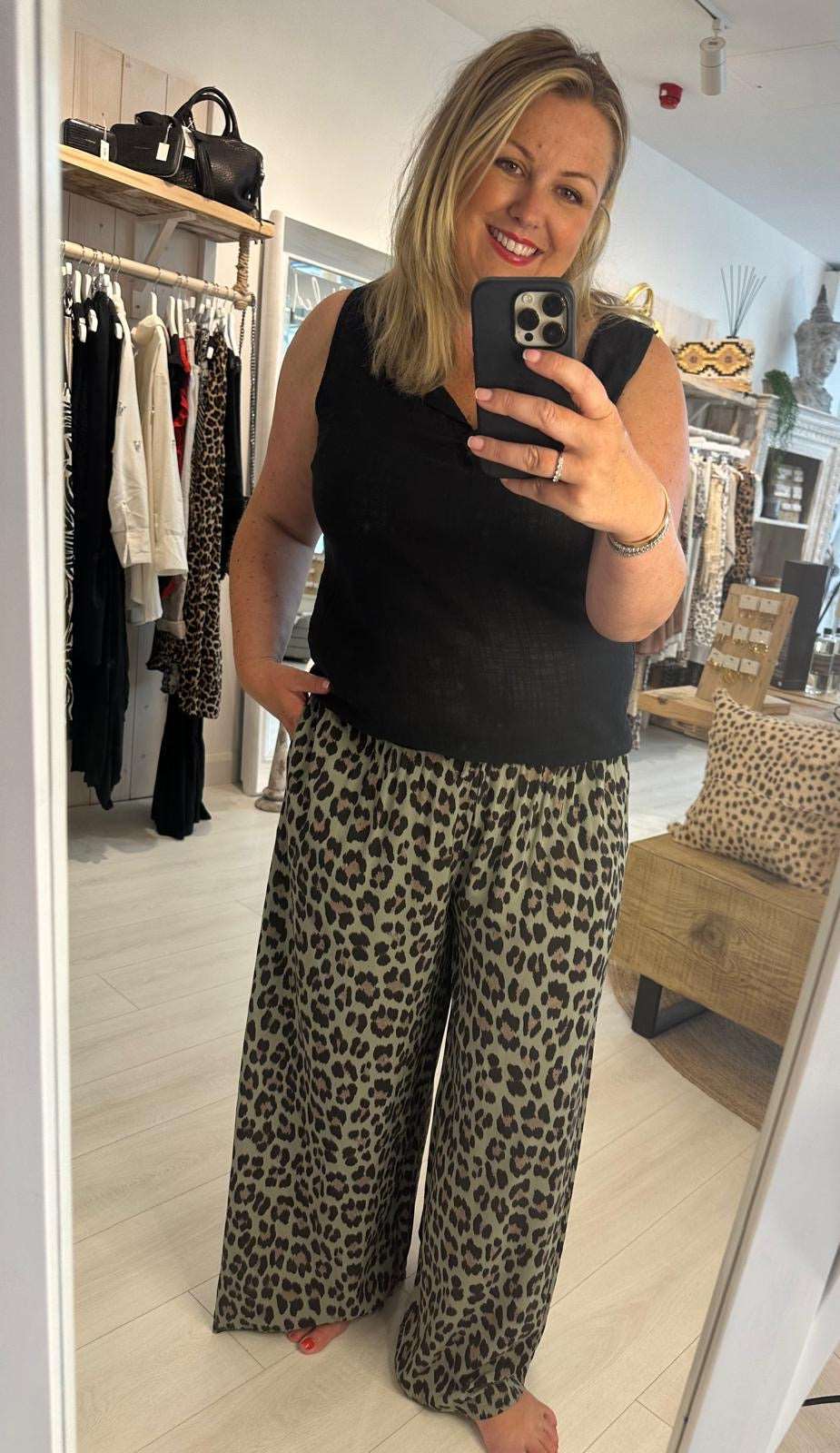 Anya Relaxed Leopard Print Trousers