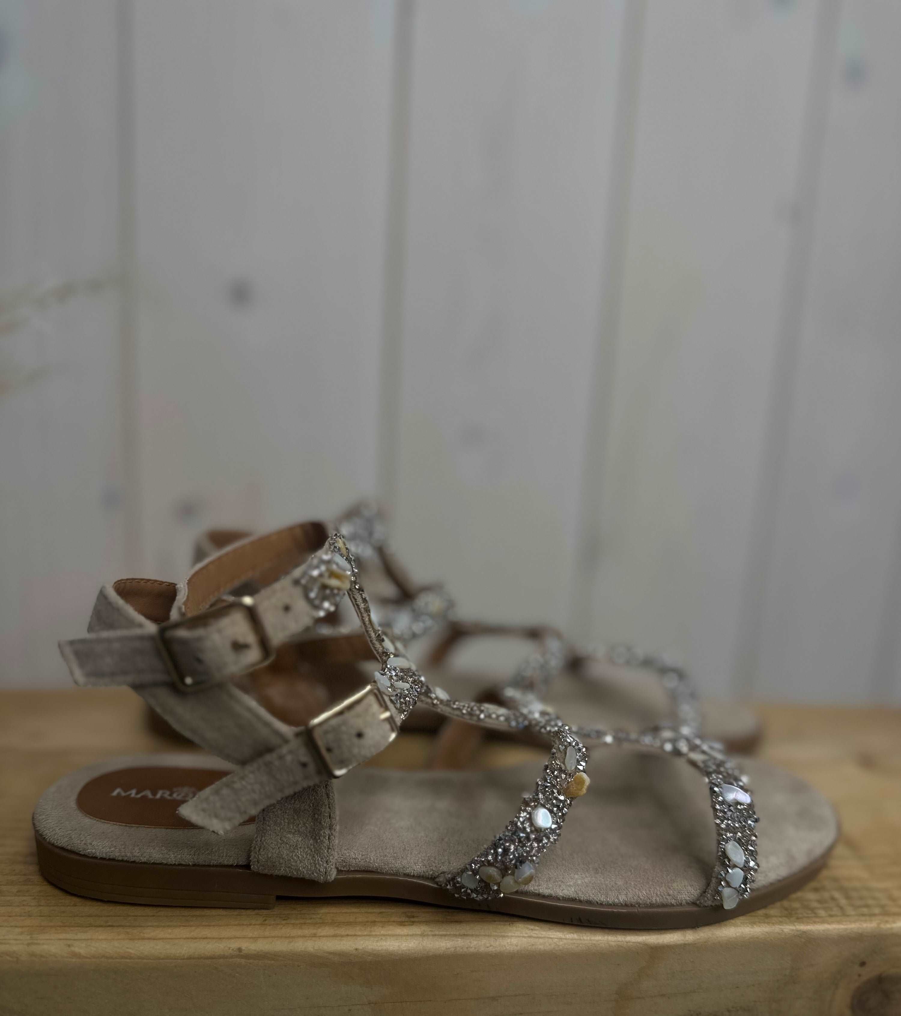 Jewelled Thin strap flat sandals