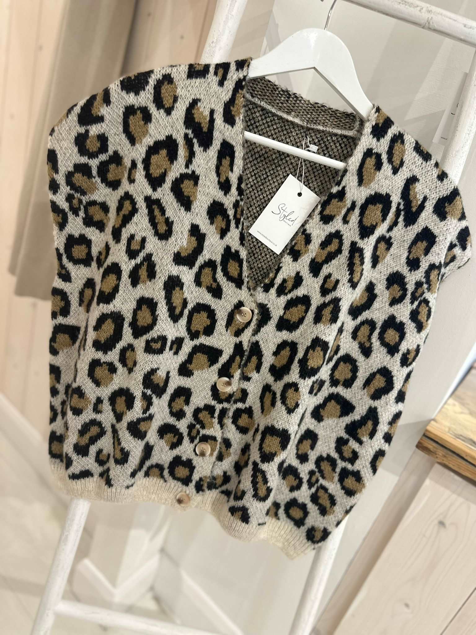 Gem Leopard Knit Button Front