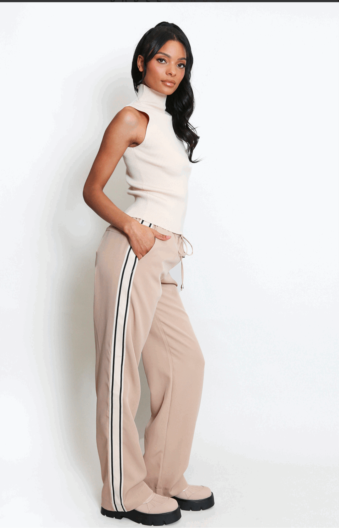 Elasticated Trouser With Chenille Side Sports Stripe