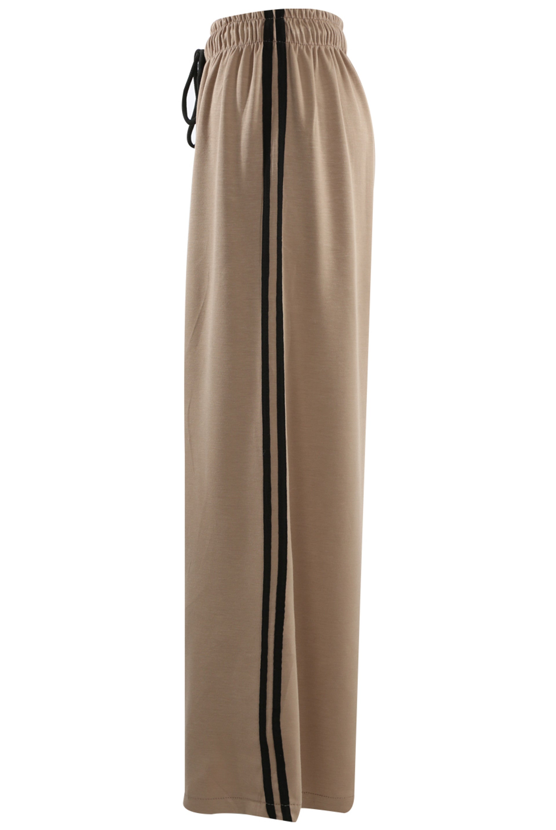 Side Stripe Wide Leg Trousers Taupe