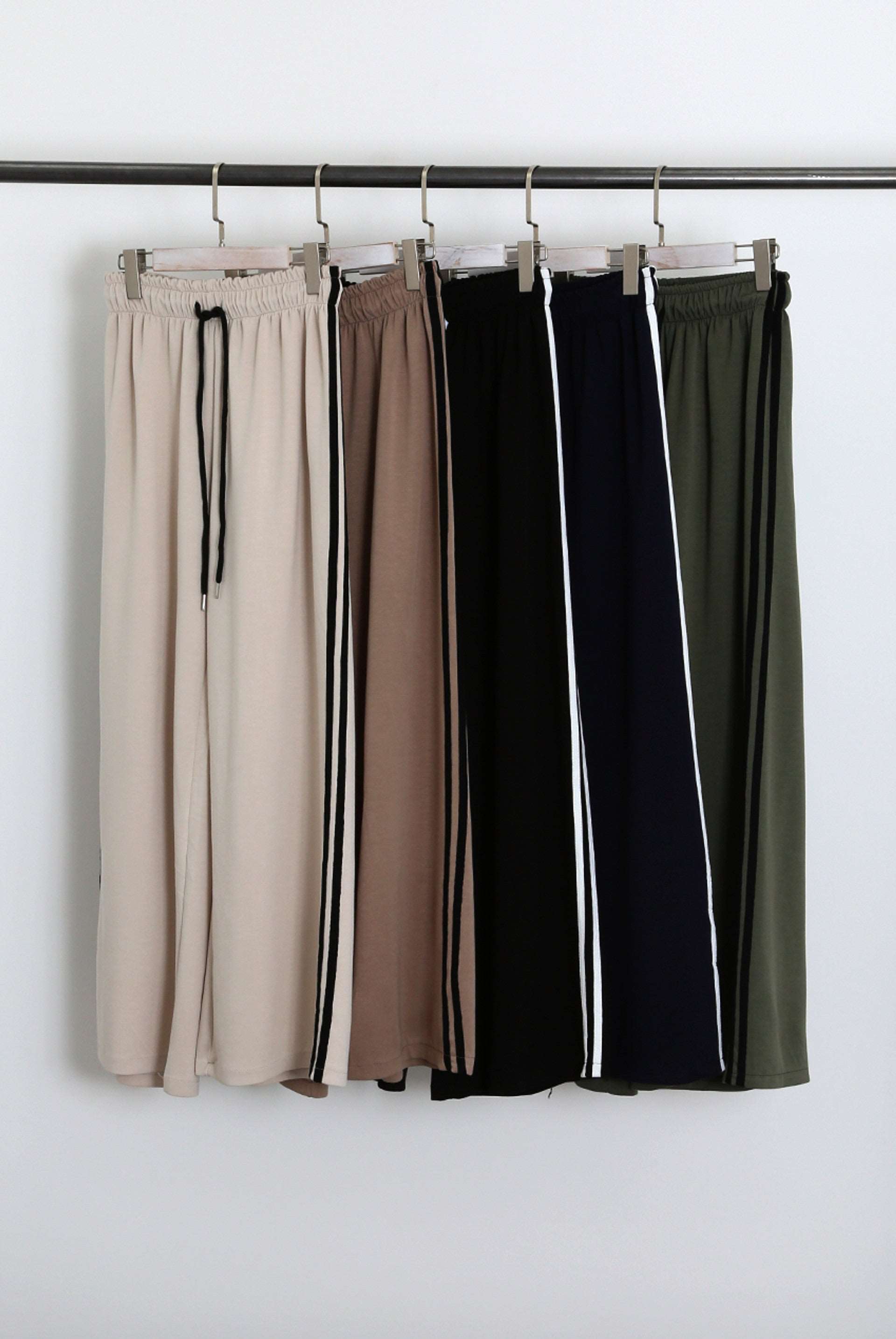 Side Stripe Wide Leg Trousers Taupe