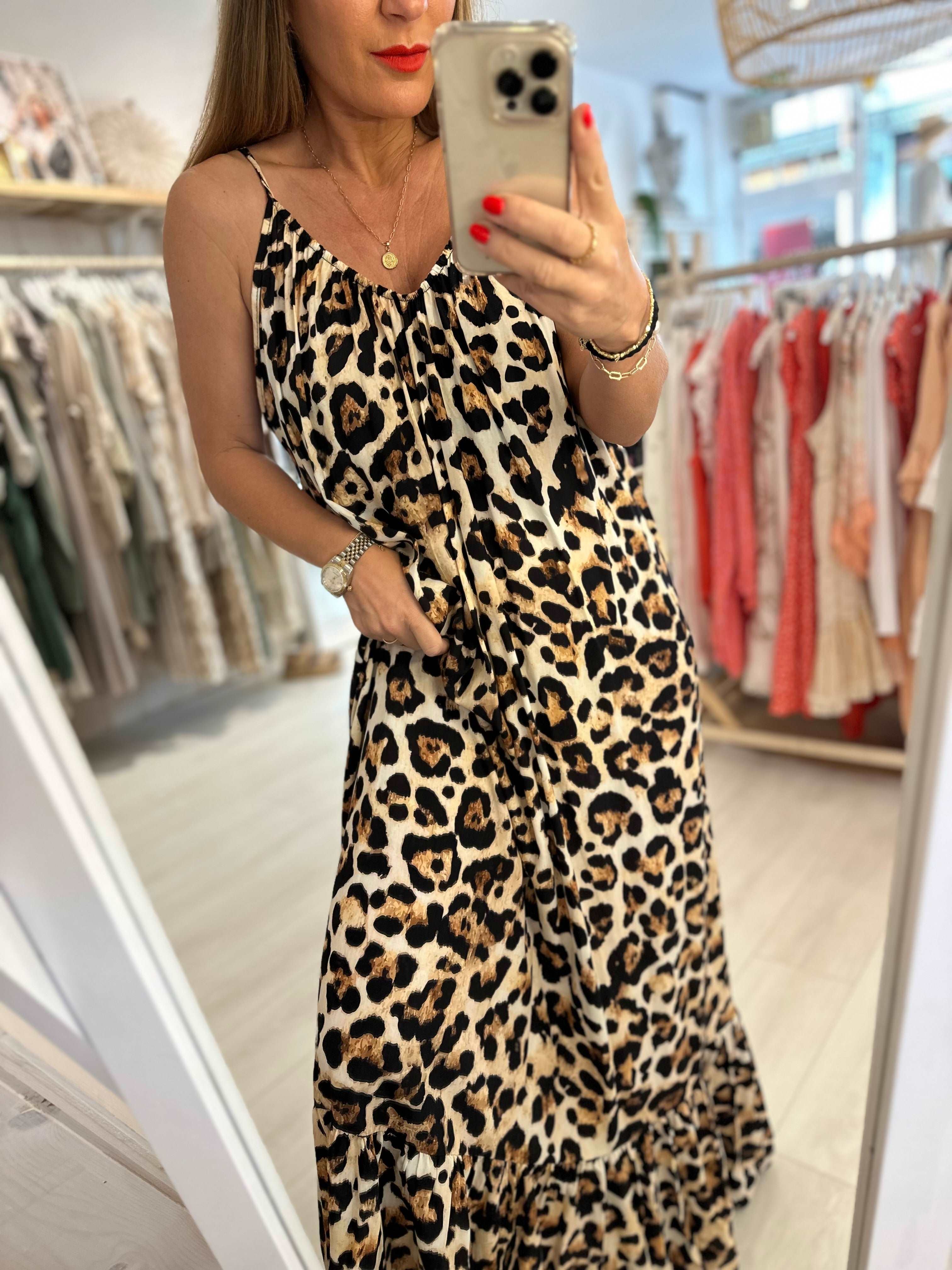 Bode Leopard Maxi Dress