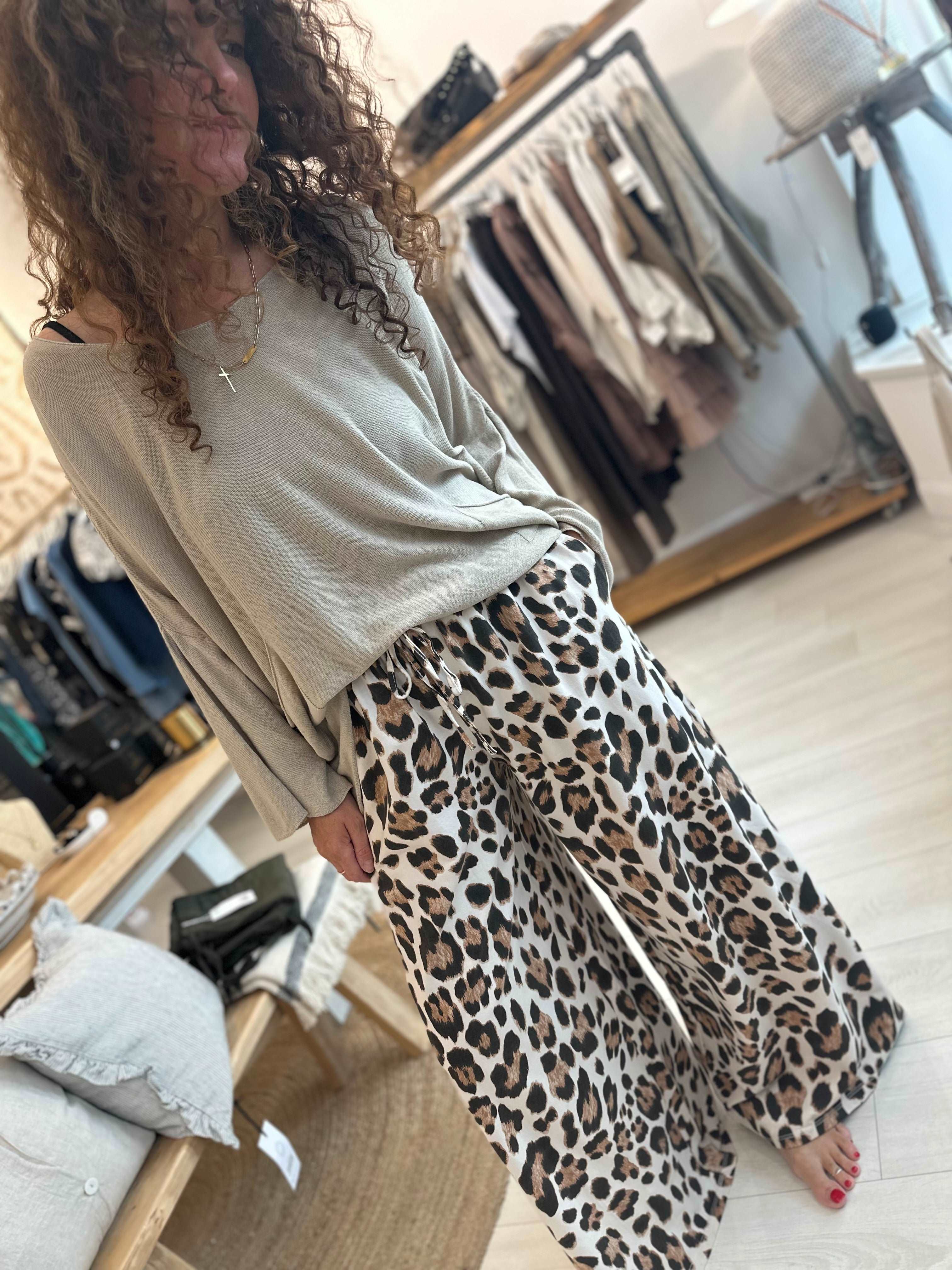 Leopard Wide Leg Joggers