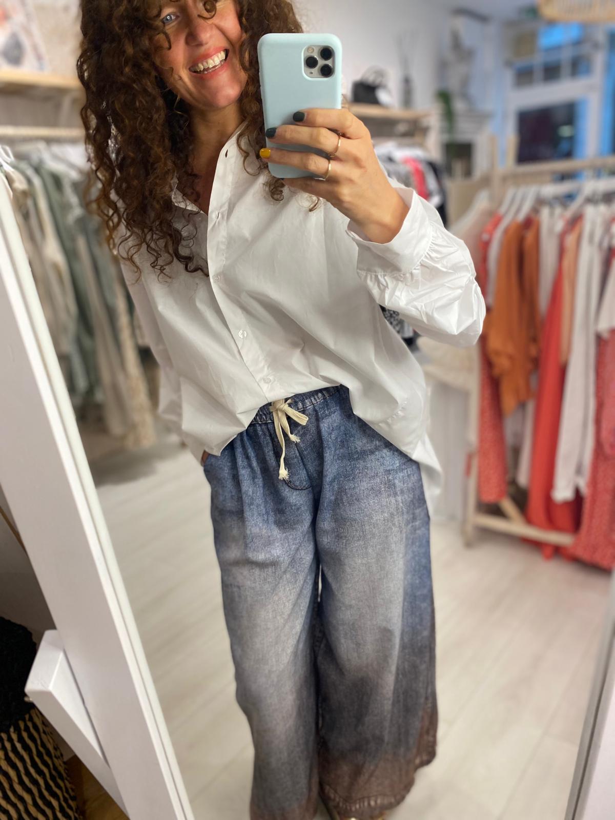 Darcy WIde Leg Denim Look Trousers