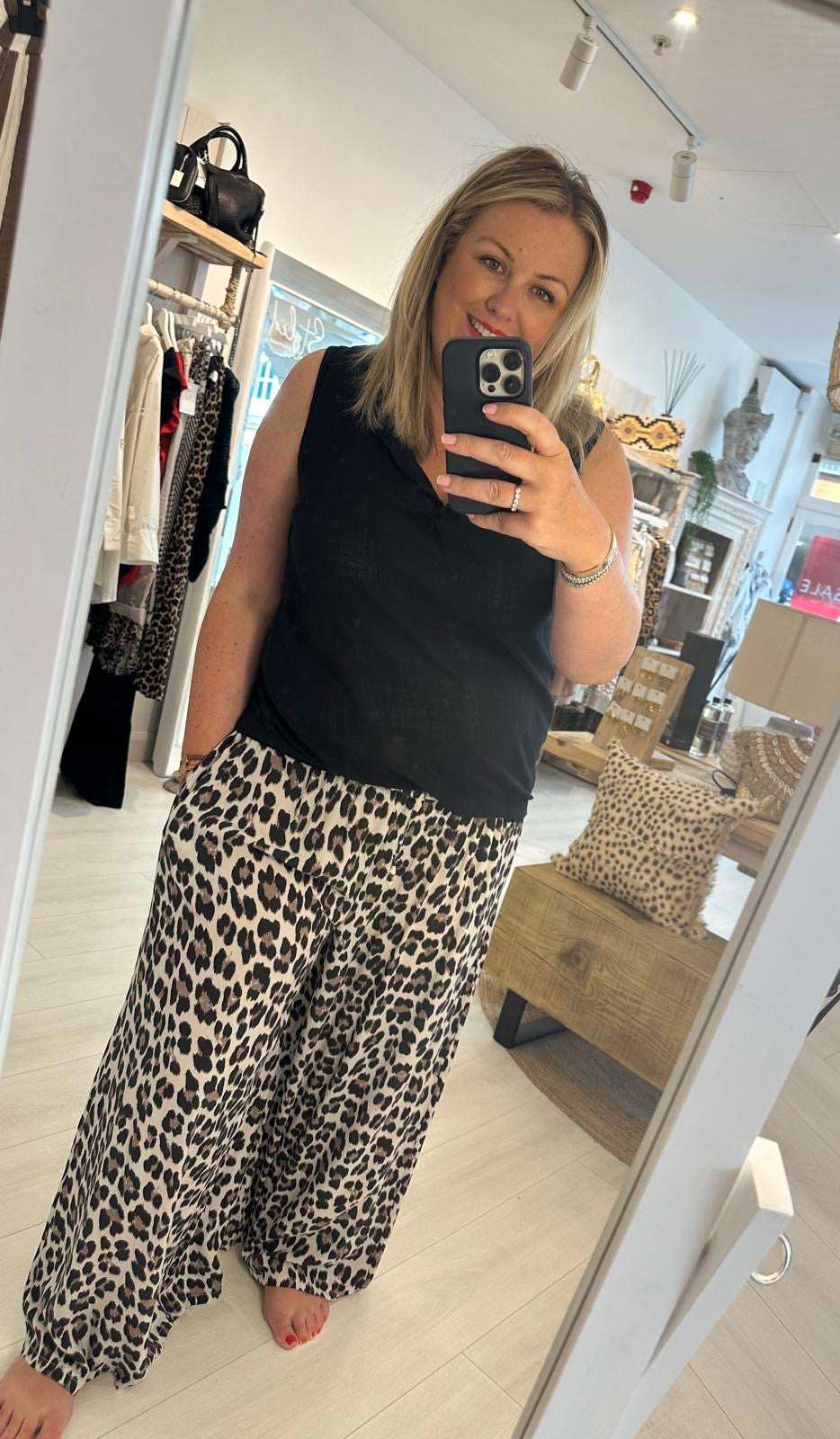 Anya Relaxed Leopard Print Trousers