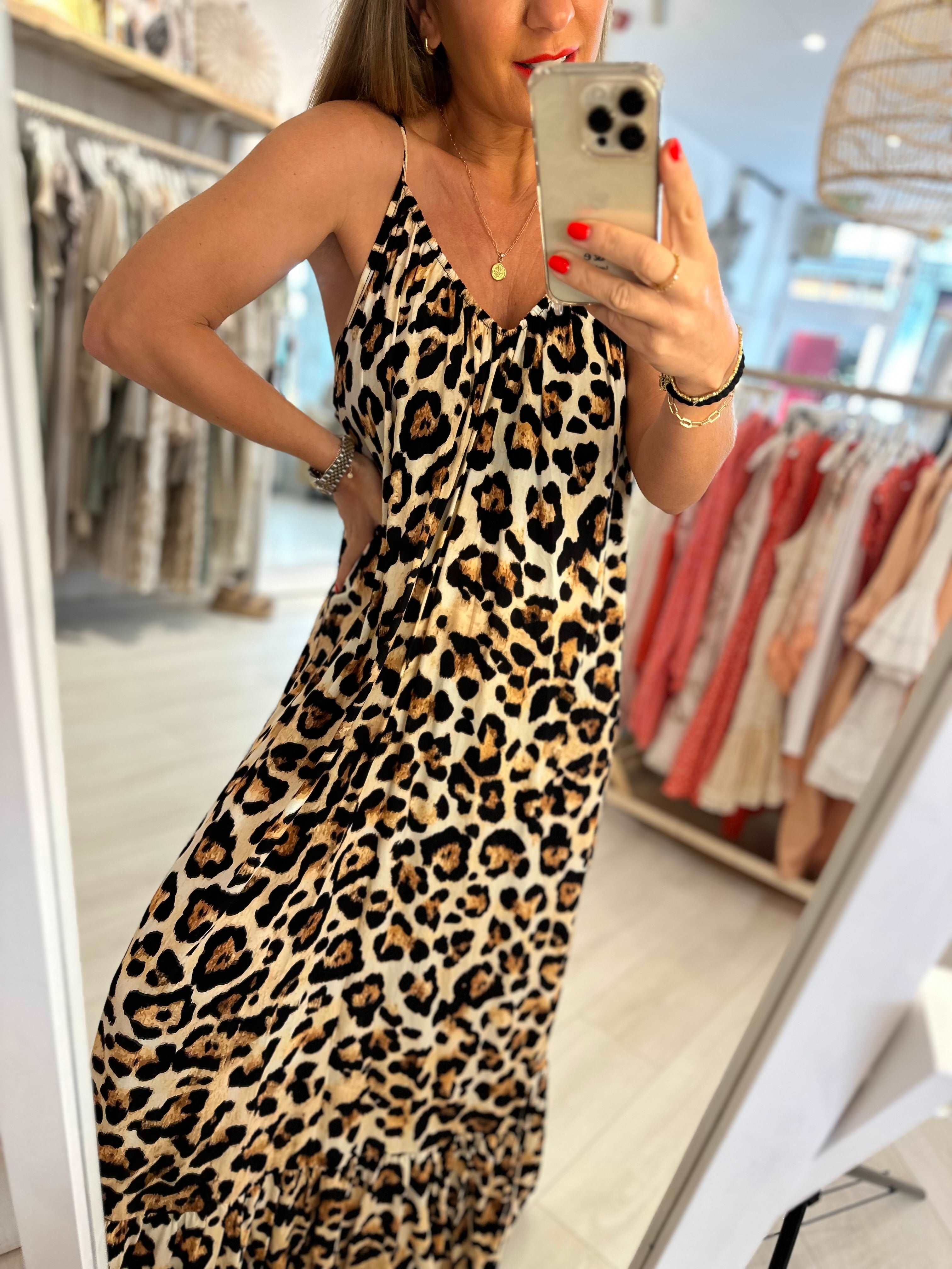 Bode Leopard Maxi Dress