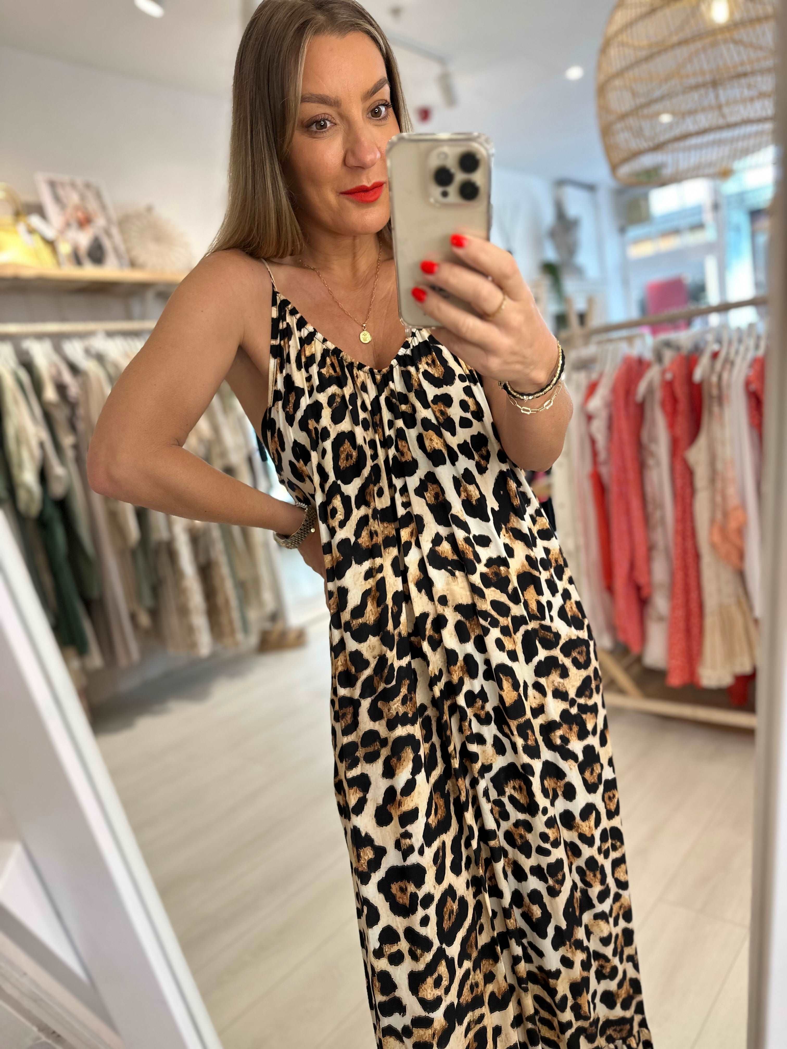 Bode Leopard Maxi Dress