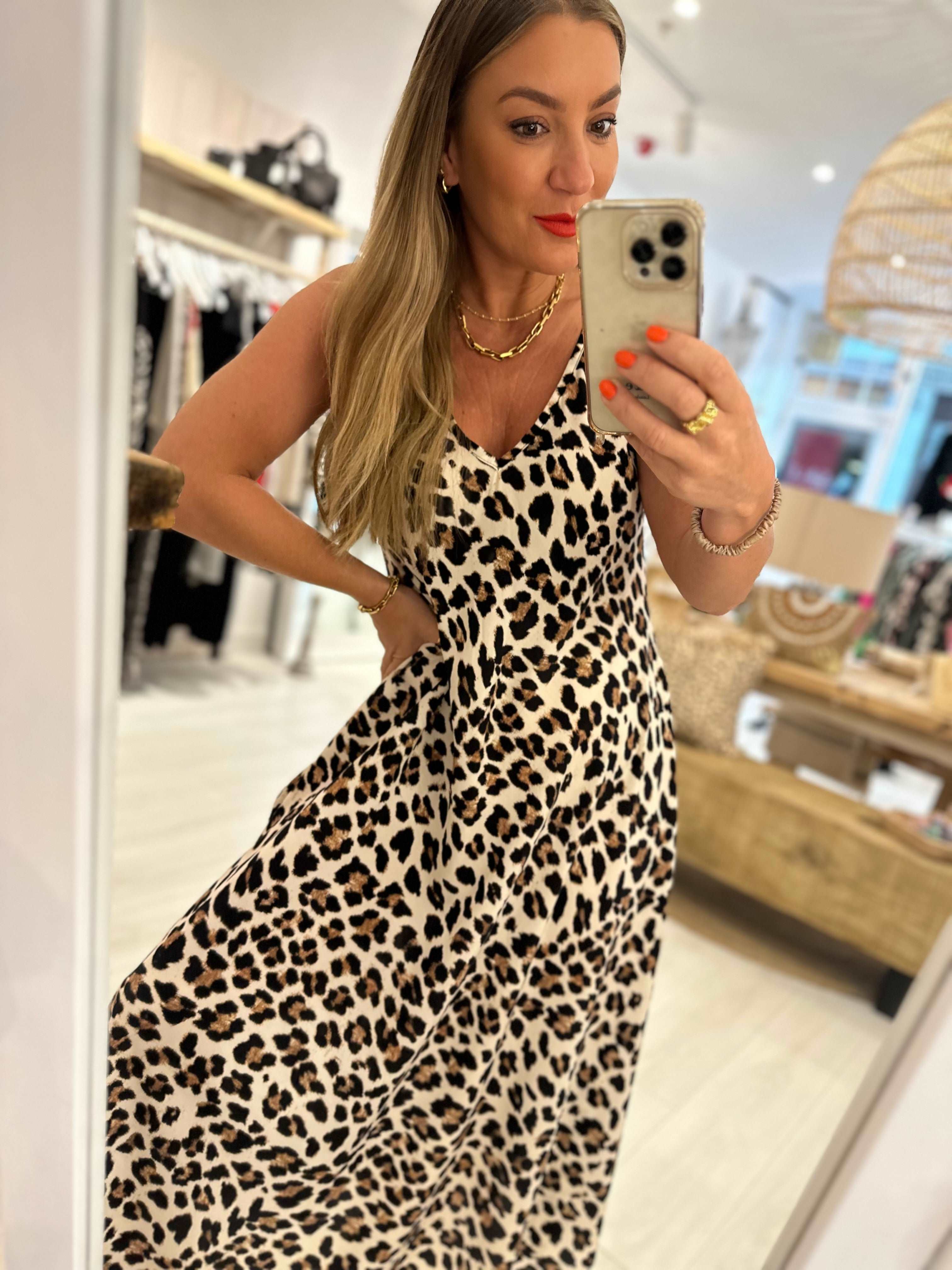 Ashlyn Leopard Print Sleeveless Maxi