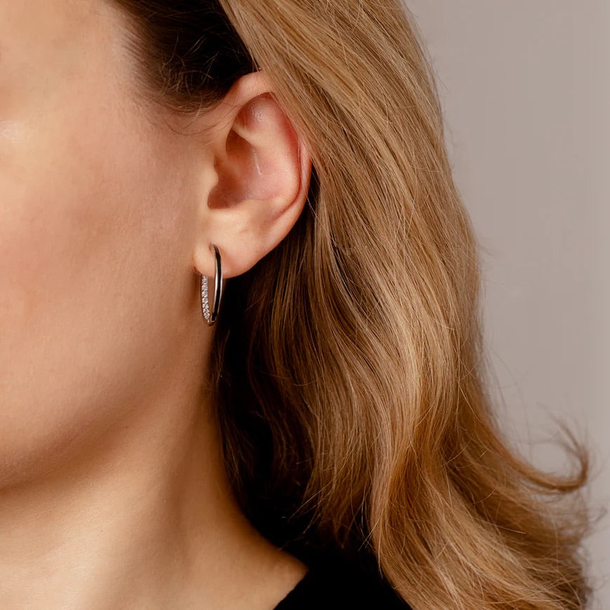 Large Black Enamel Hoop Earrings