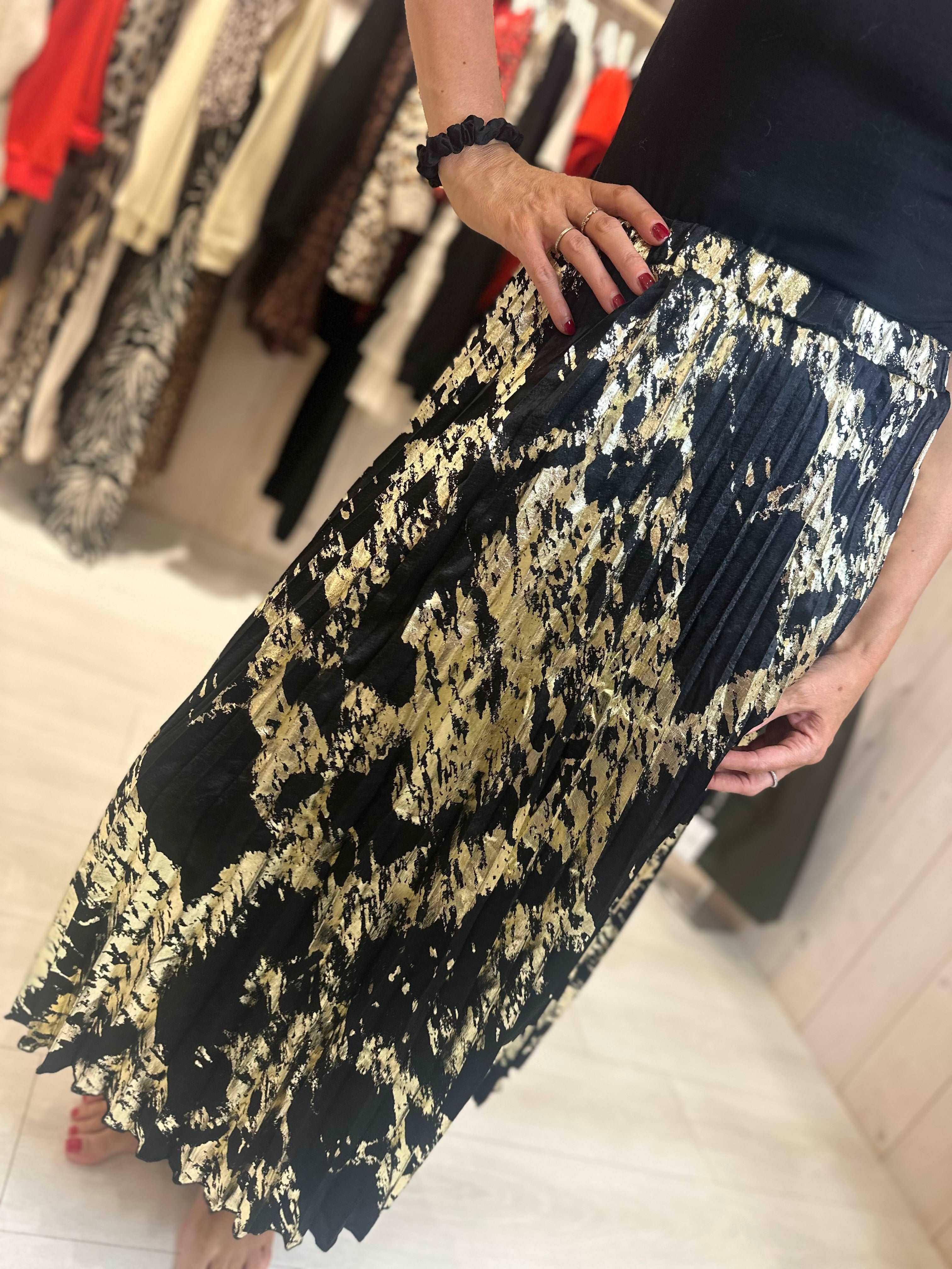 Aziza Gold Printed Skirt