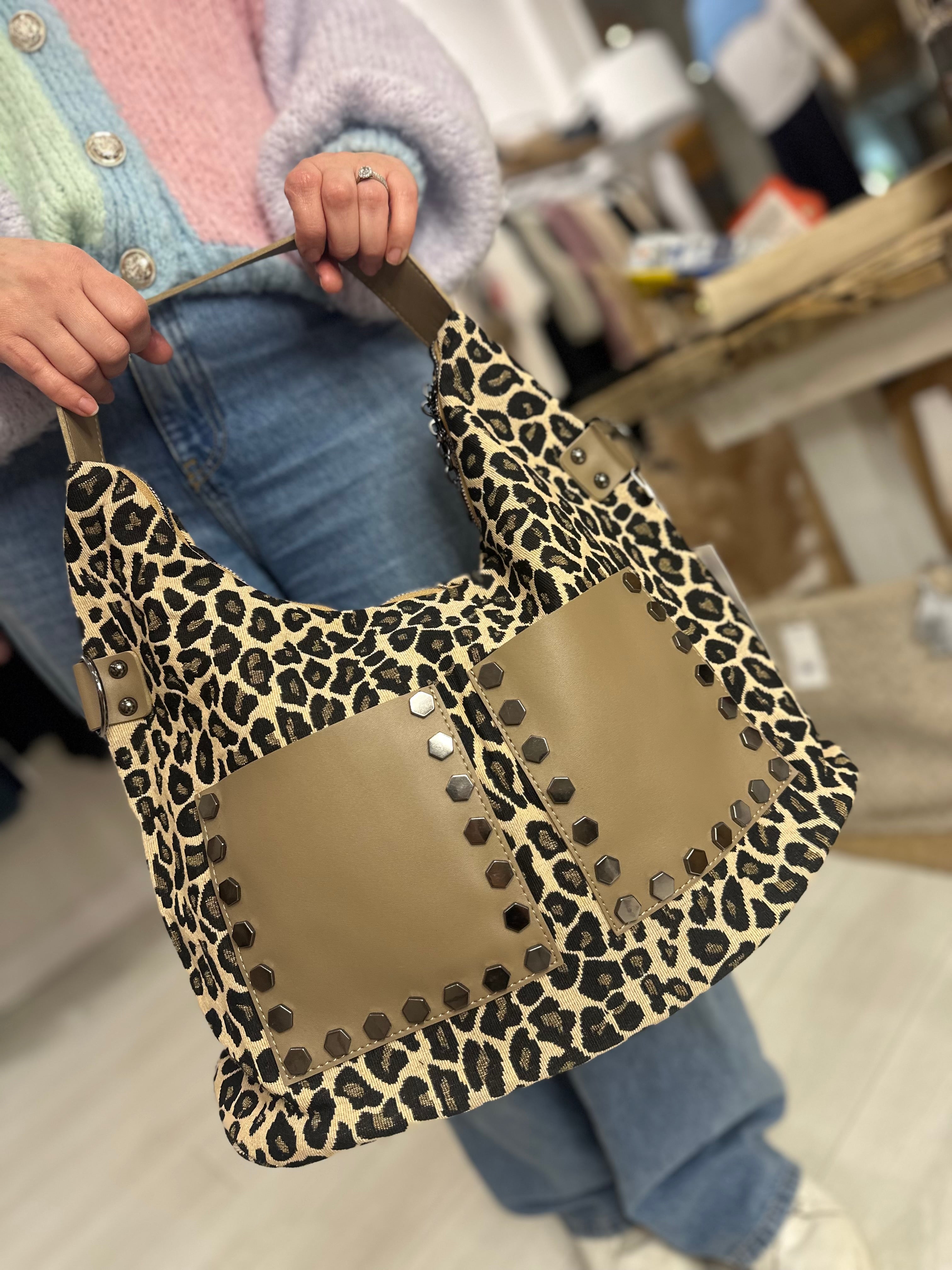 Leopard Studded Handbag