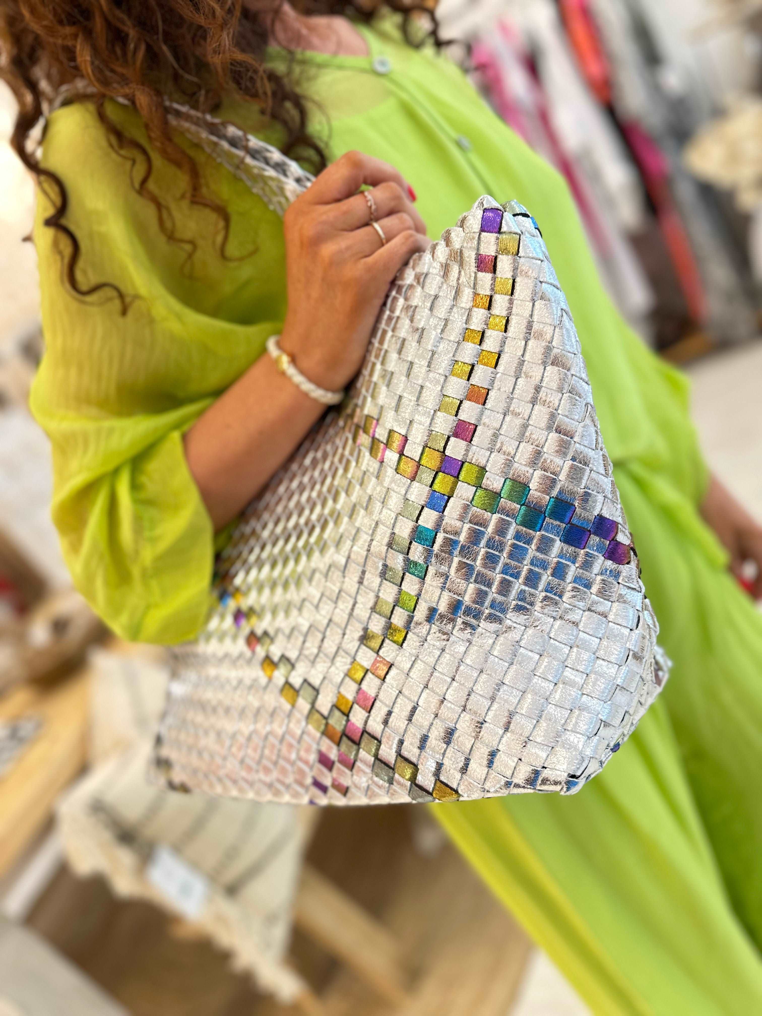 Metallic Weave Handbag