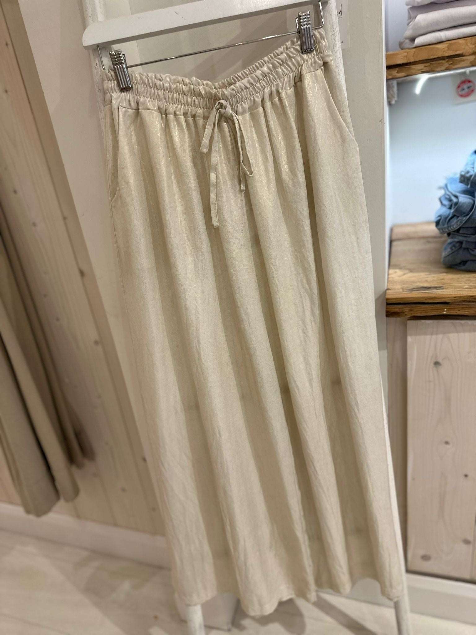 Cream Shimmer Trousers