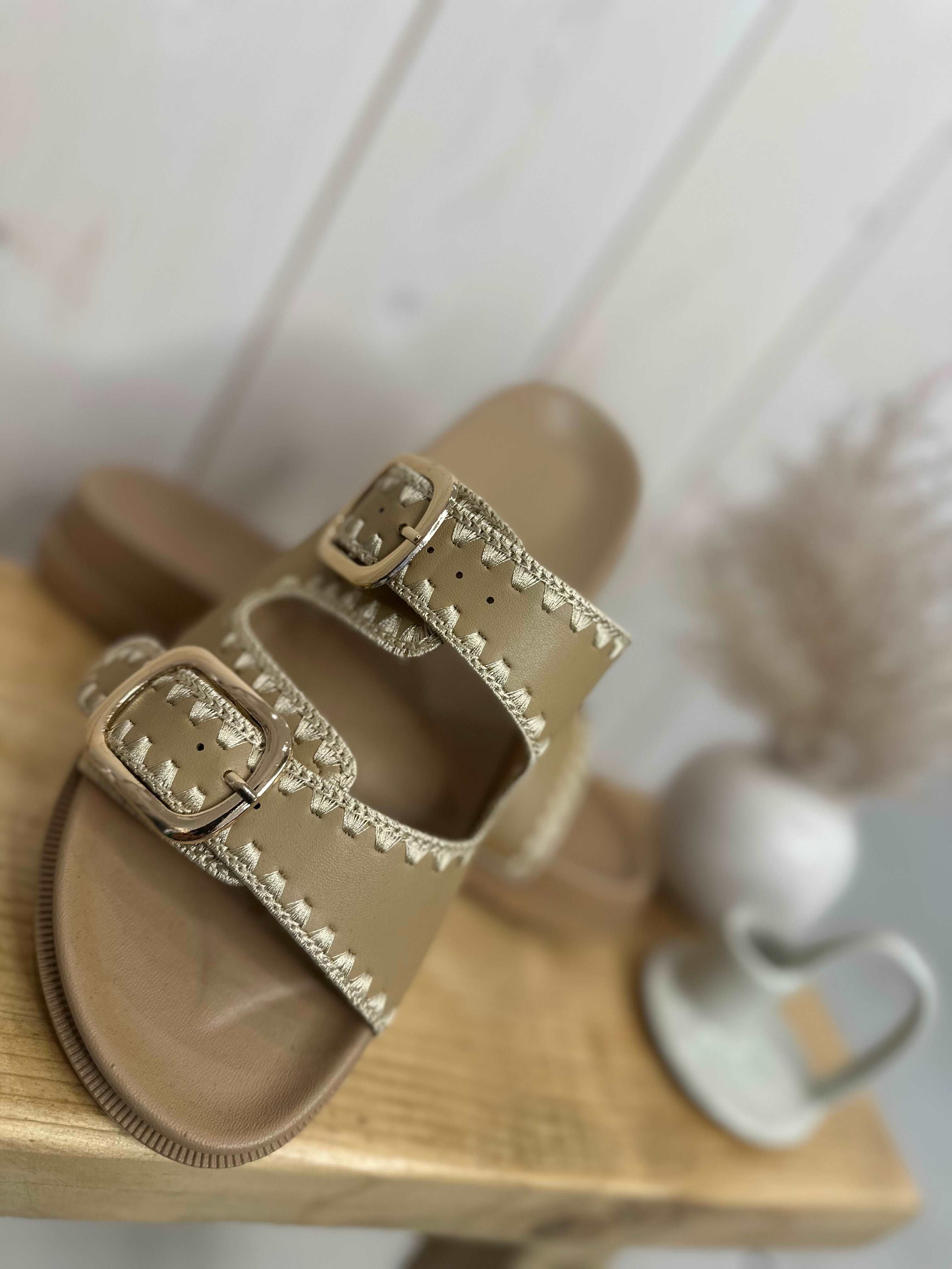 Raffia Two Strap Sandals