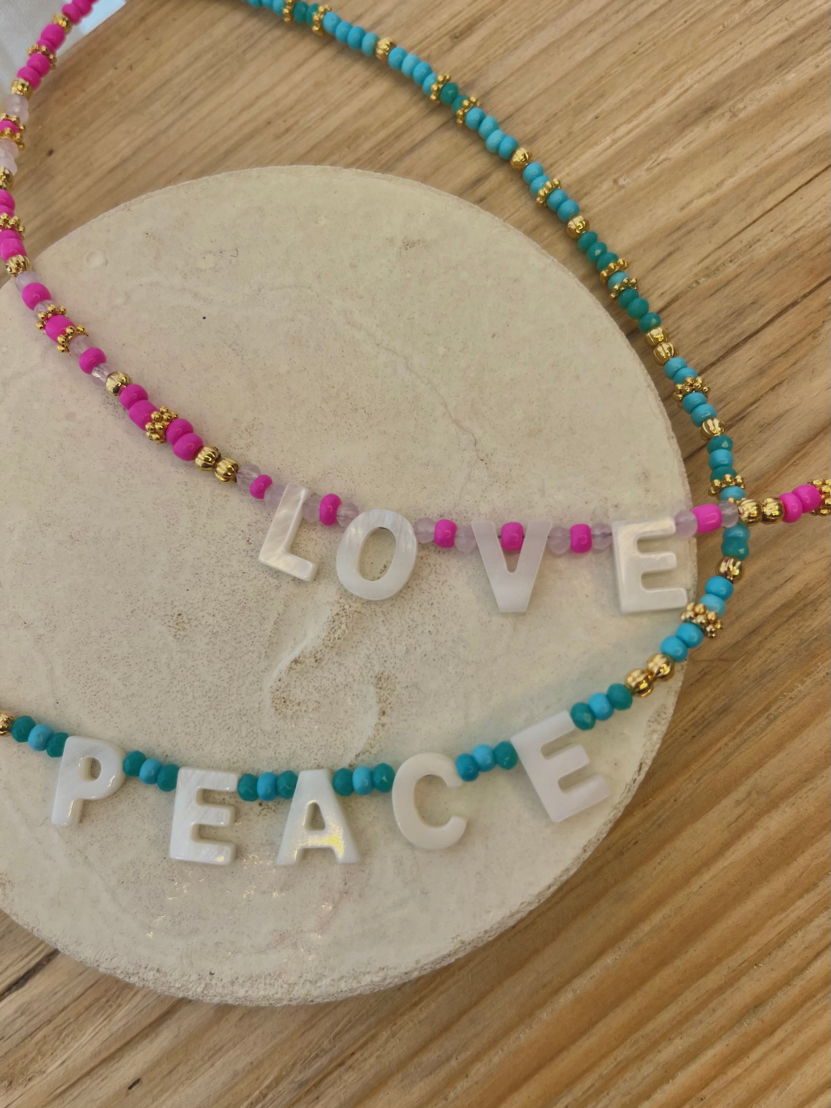 My Doris- Blue Beaded Peace Necklace