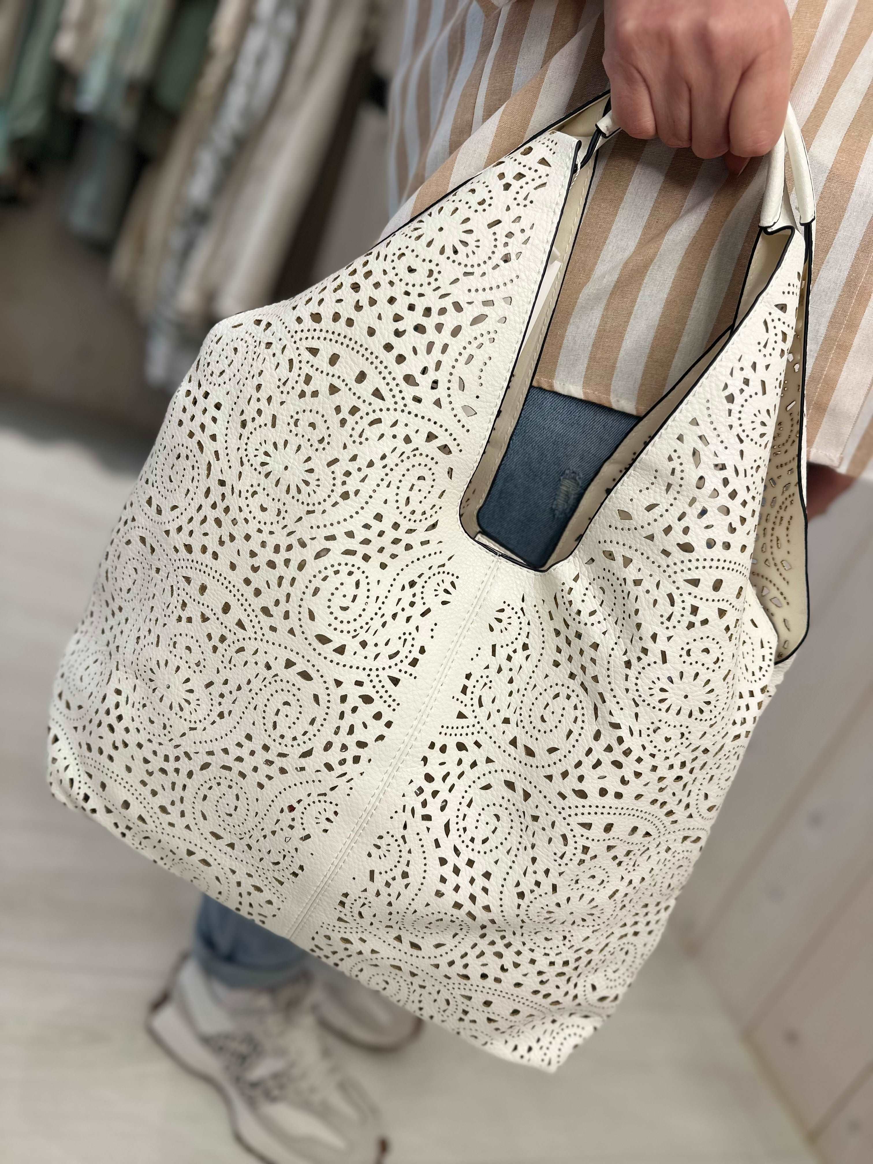 Lola Laser Cut Slouch Handbag