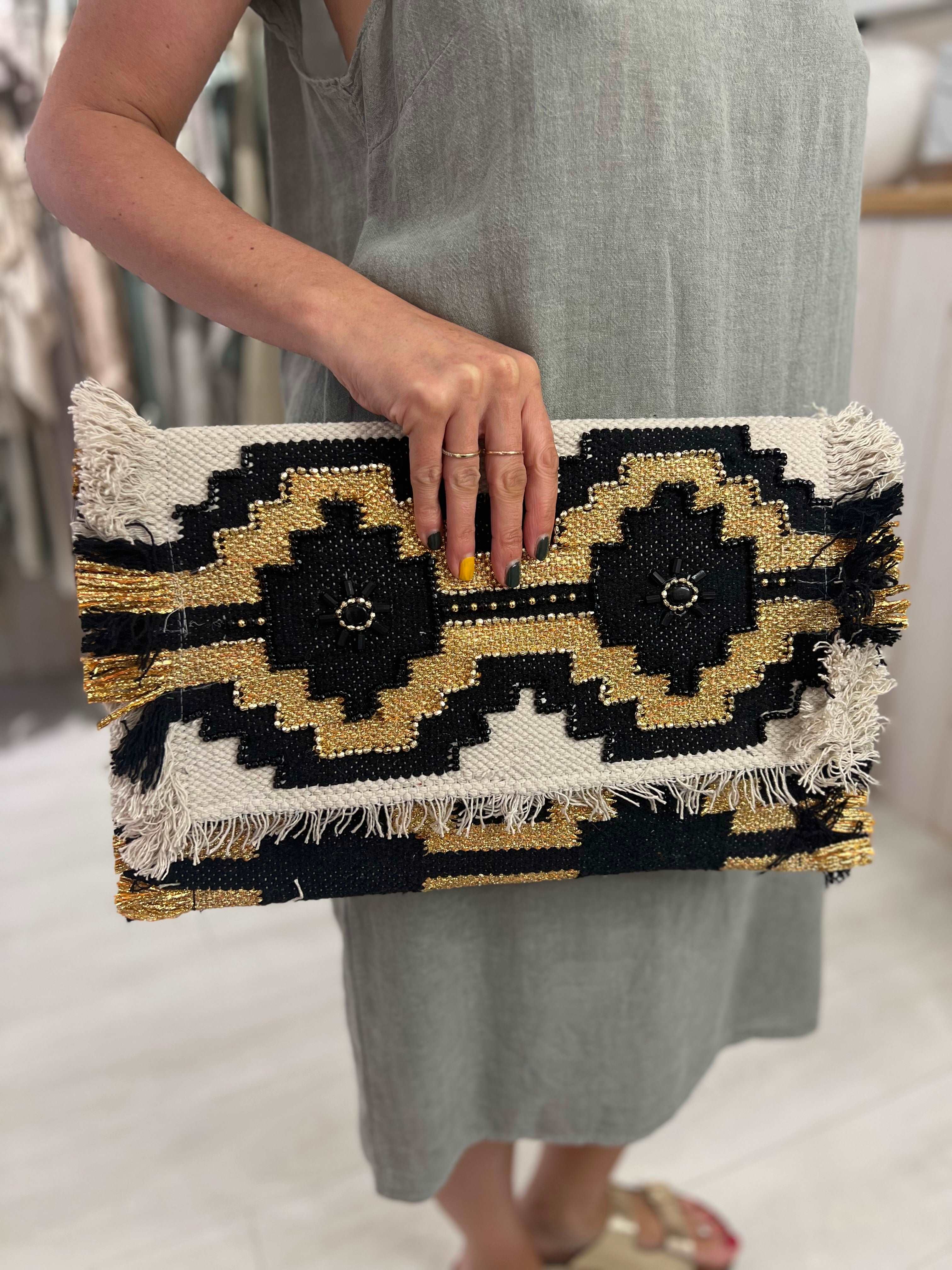 Beaded Abstract Clutch