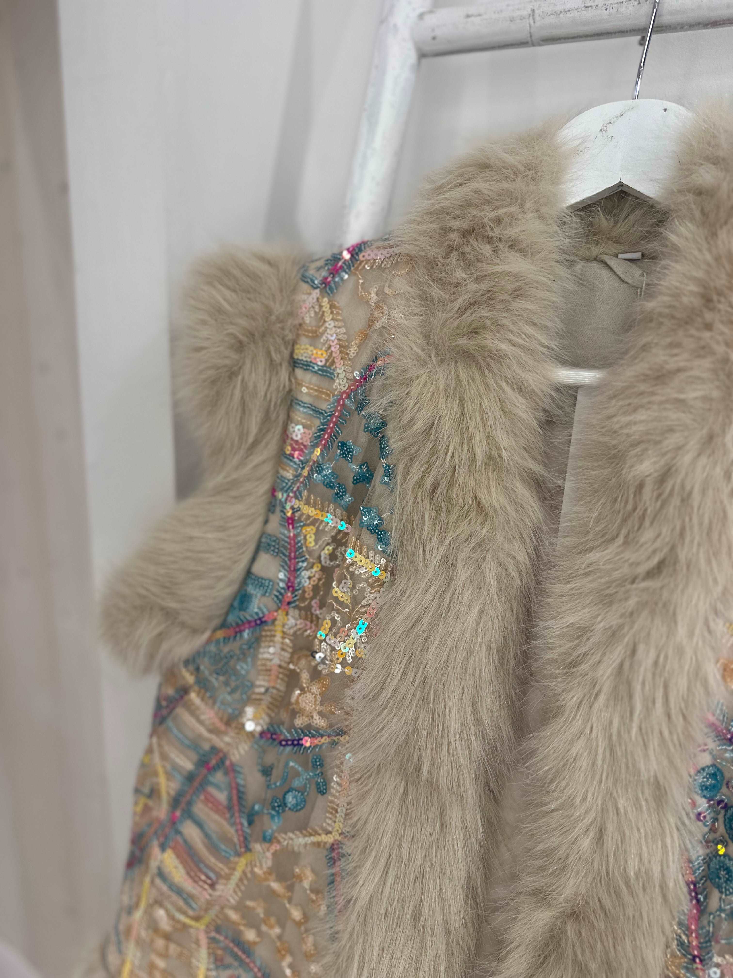 Fur Lined Sequin Gilet