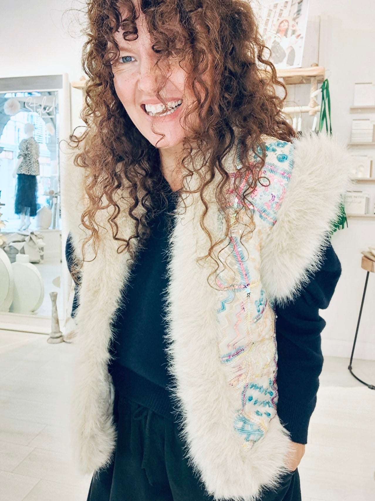 Fur Lined Sequin Gilet