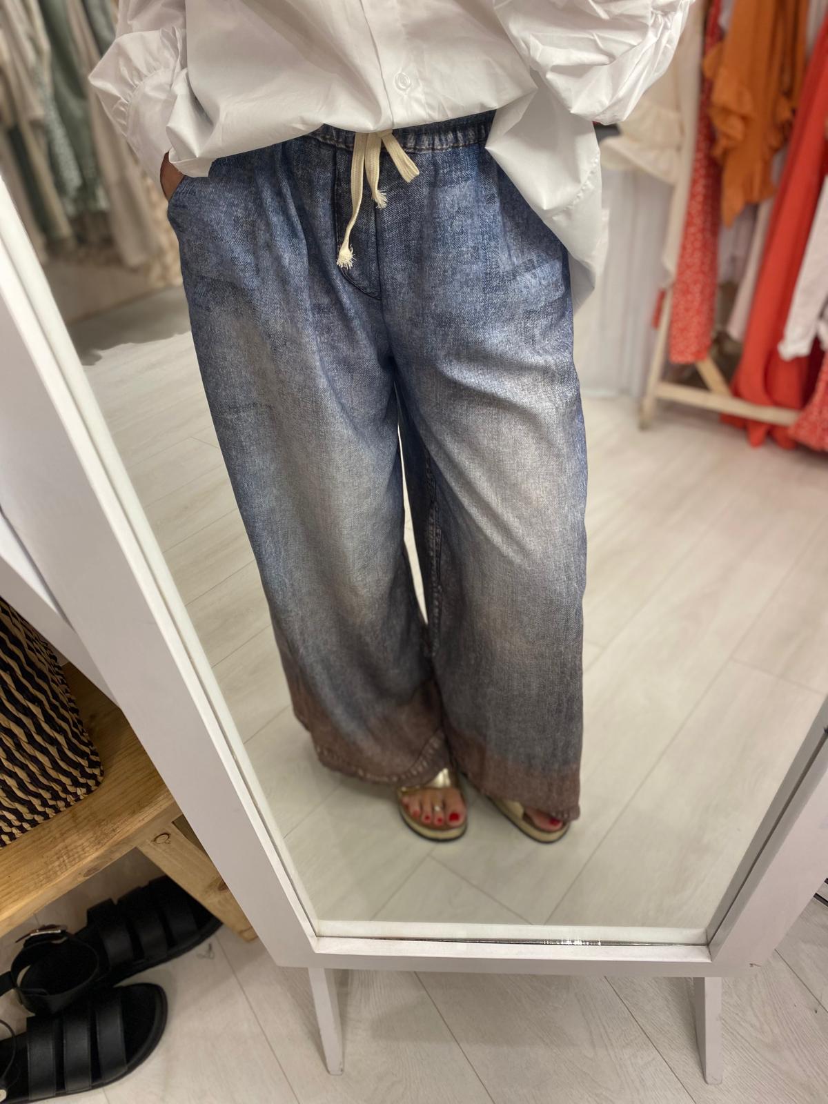 Darcy WIde Leg Denim Look Trousers