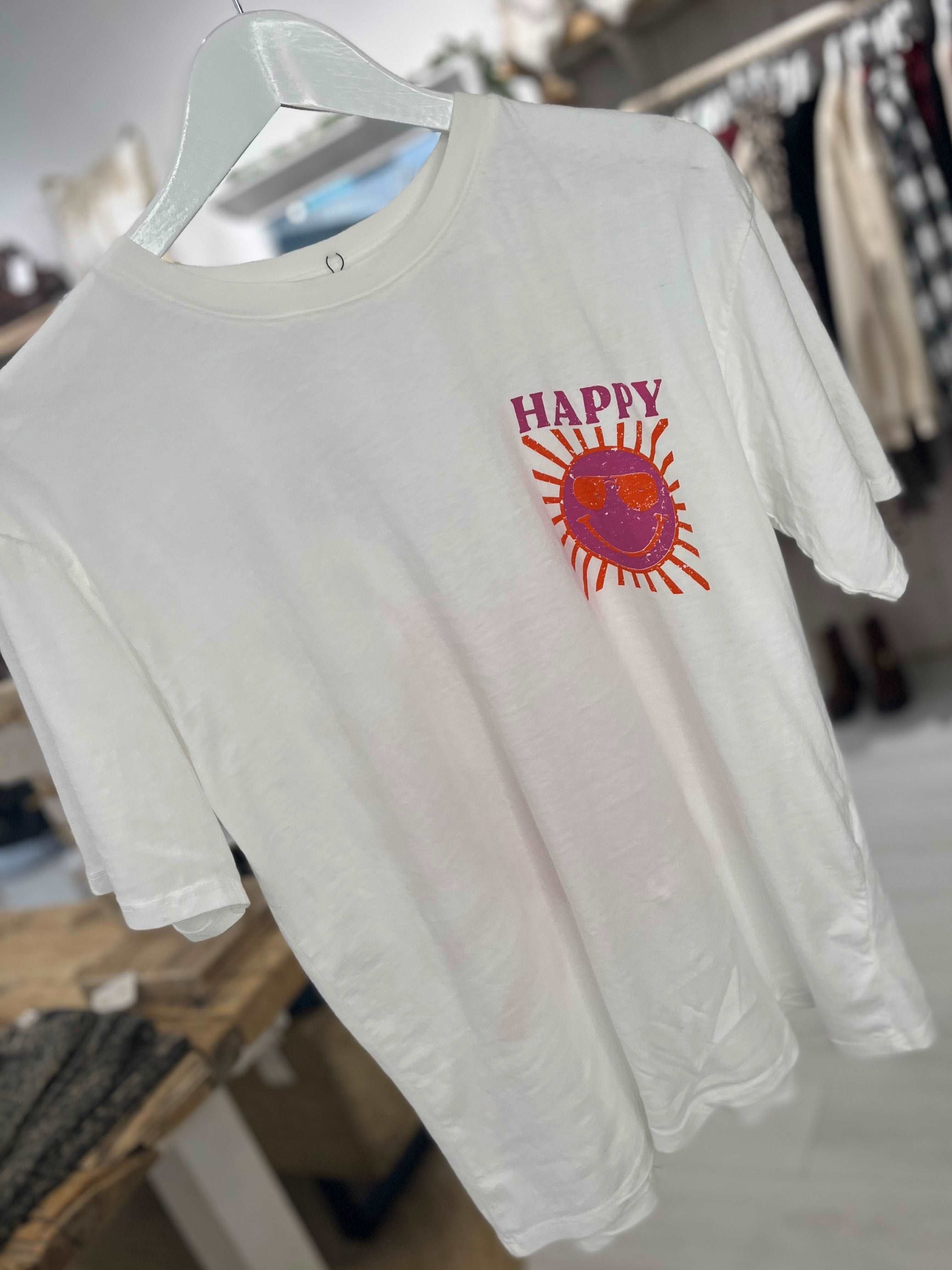 Acid Wash Happy T-Shirt