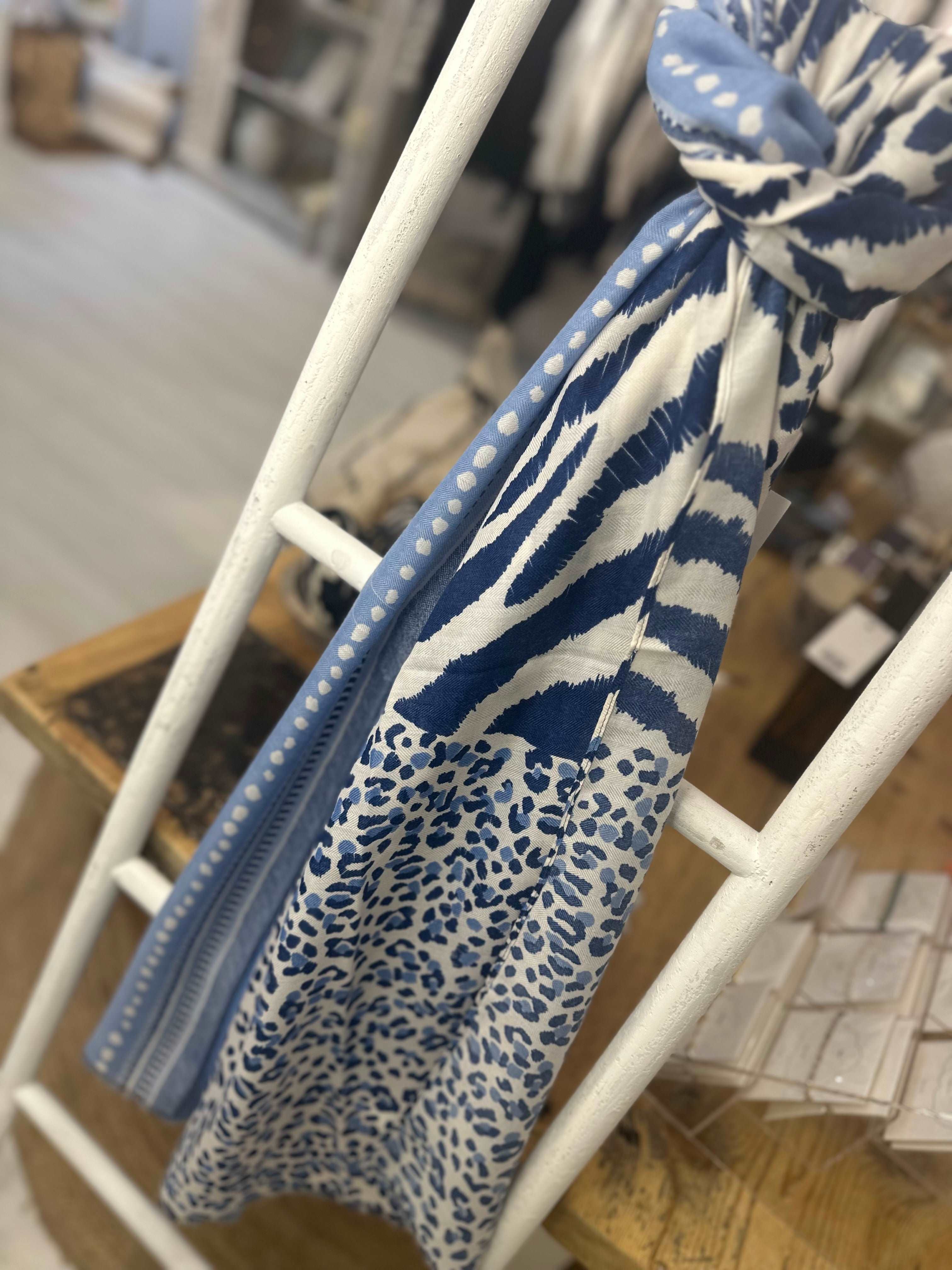 Cobalt Tiger Pattern Scarf