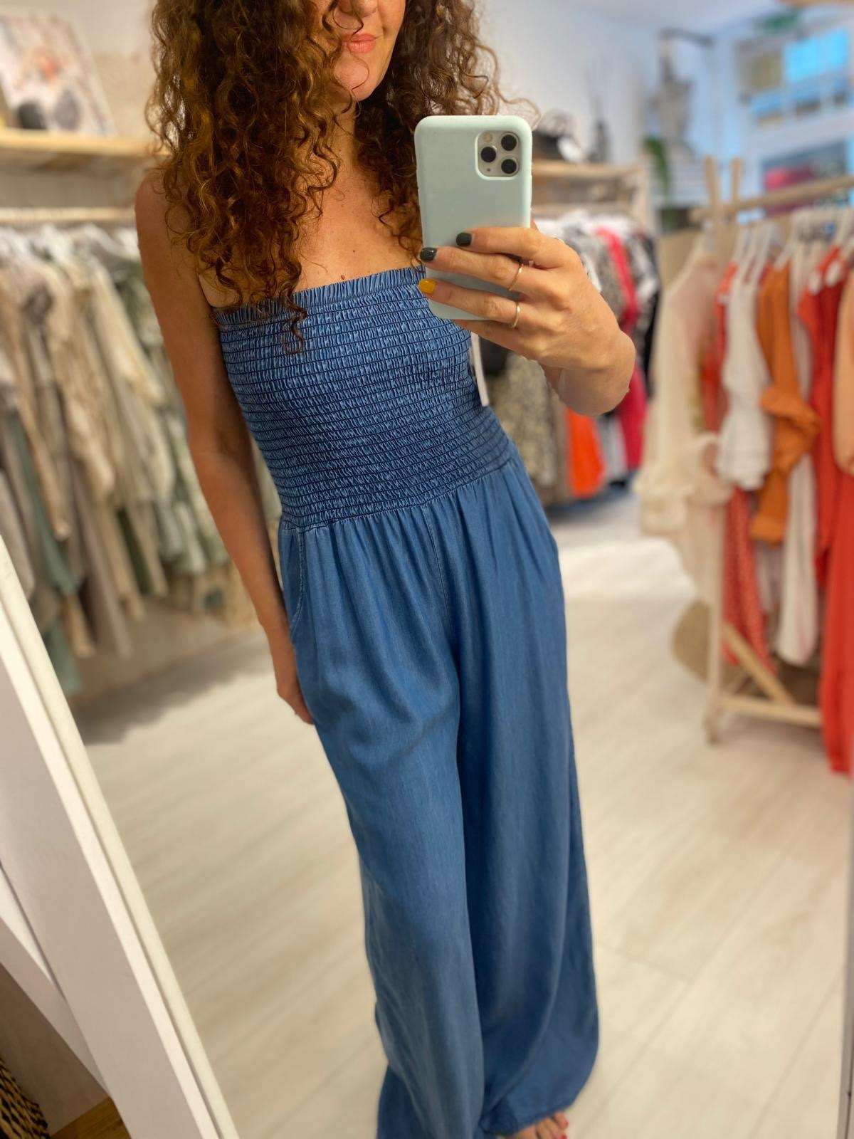 Strapless Denim Jumpsuit