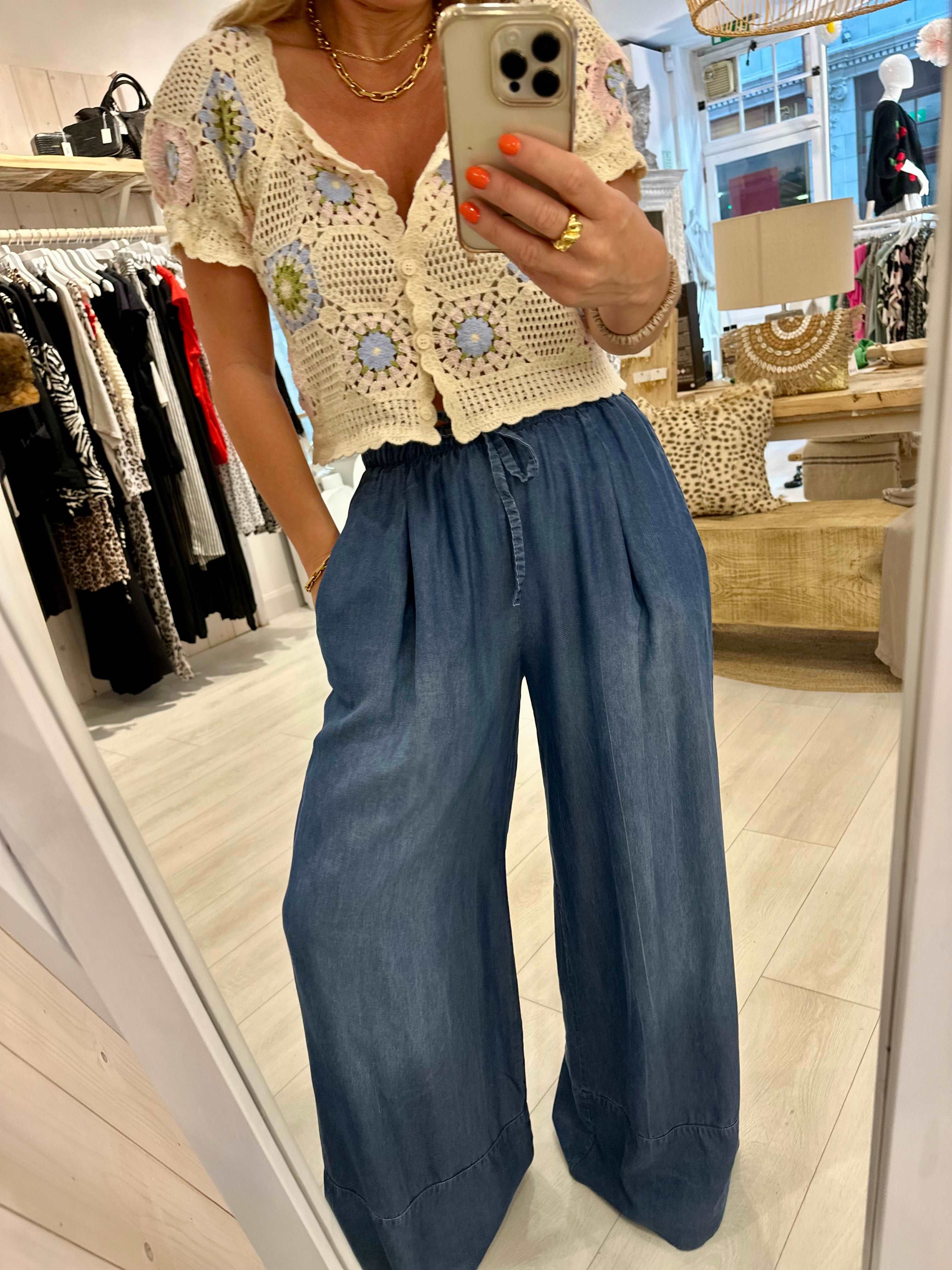 Aster Denim Wide Leg Trousers