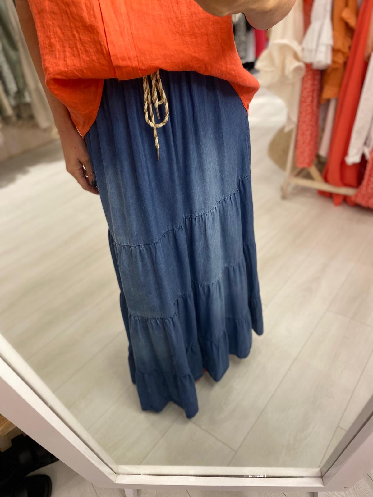 Melody Tiered Denim Skirt