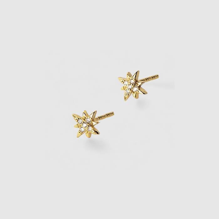 Crystal star earring in gold plated sterling silver