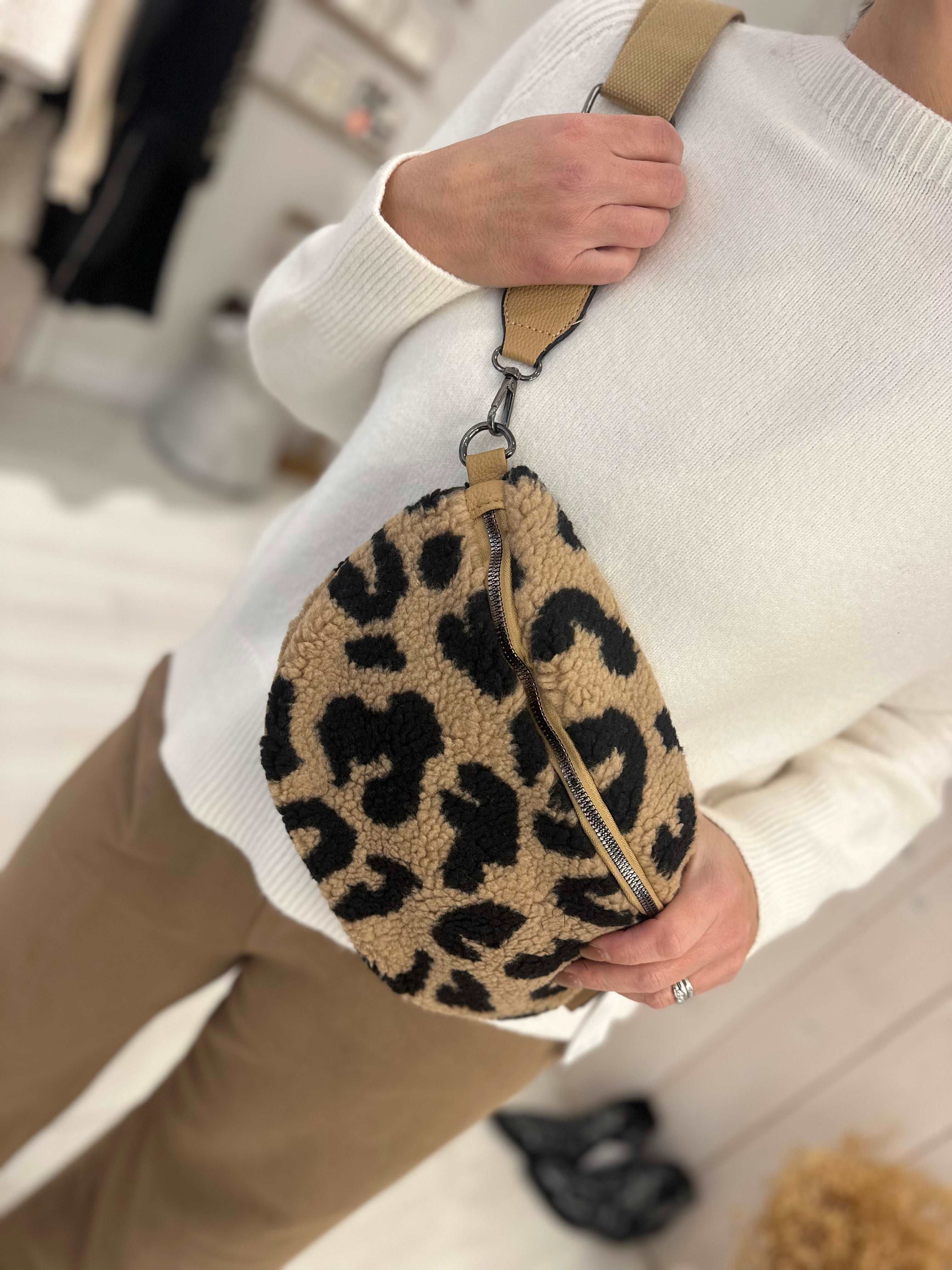 Teddy Leopard Print Bum Bag Medium