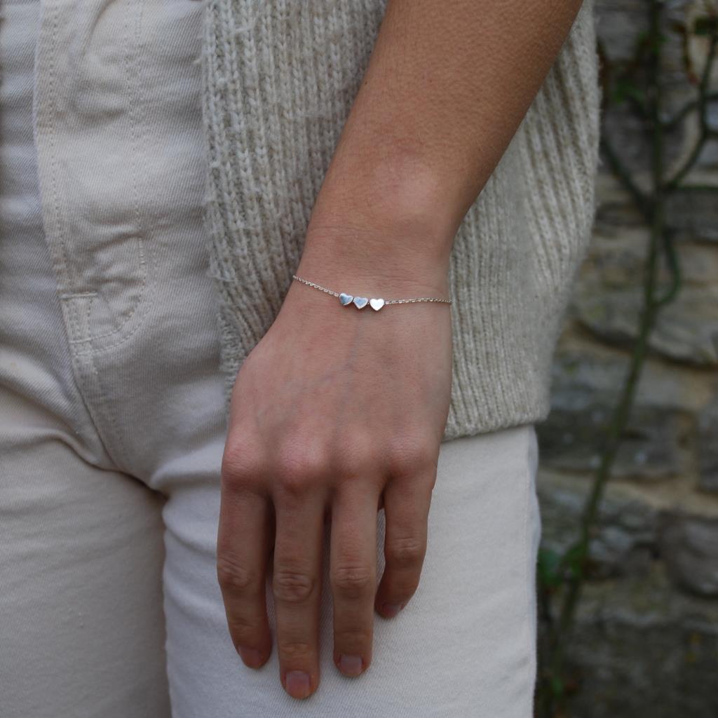 Heart Trio Bracelet - Silver