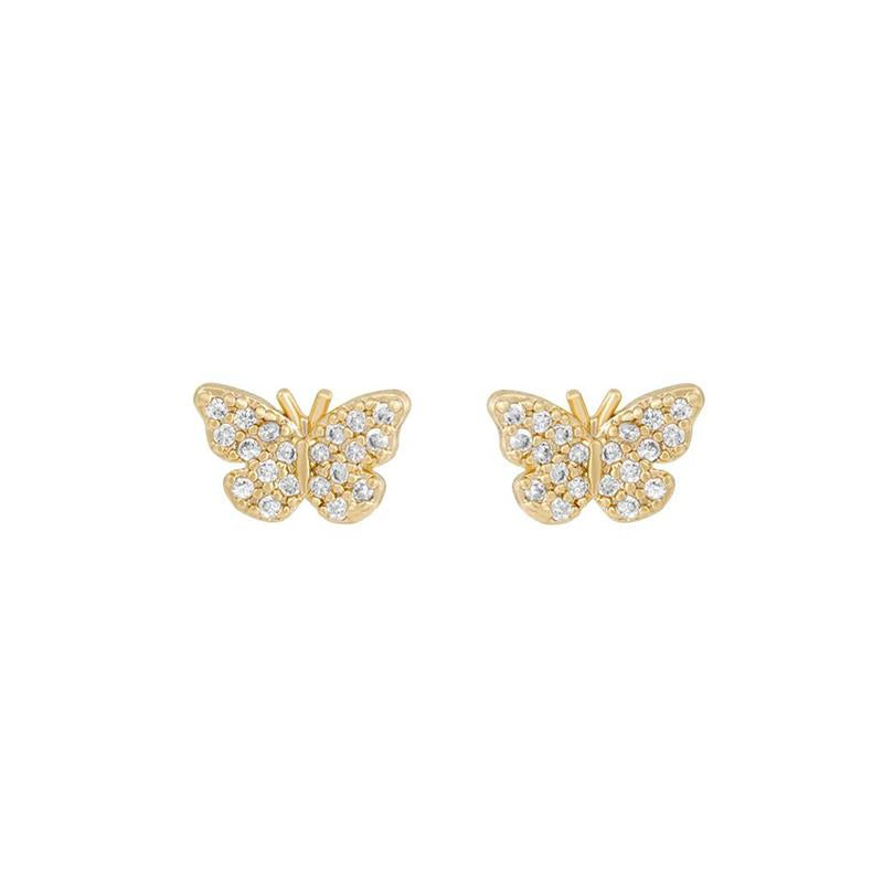 Crystal butterfly earring in gold