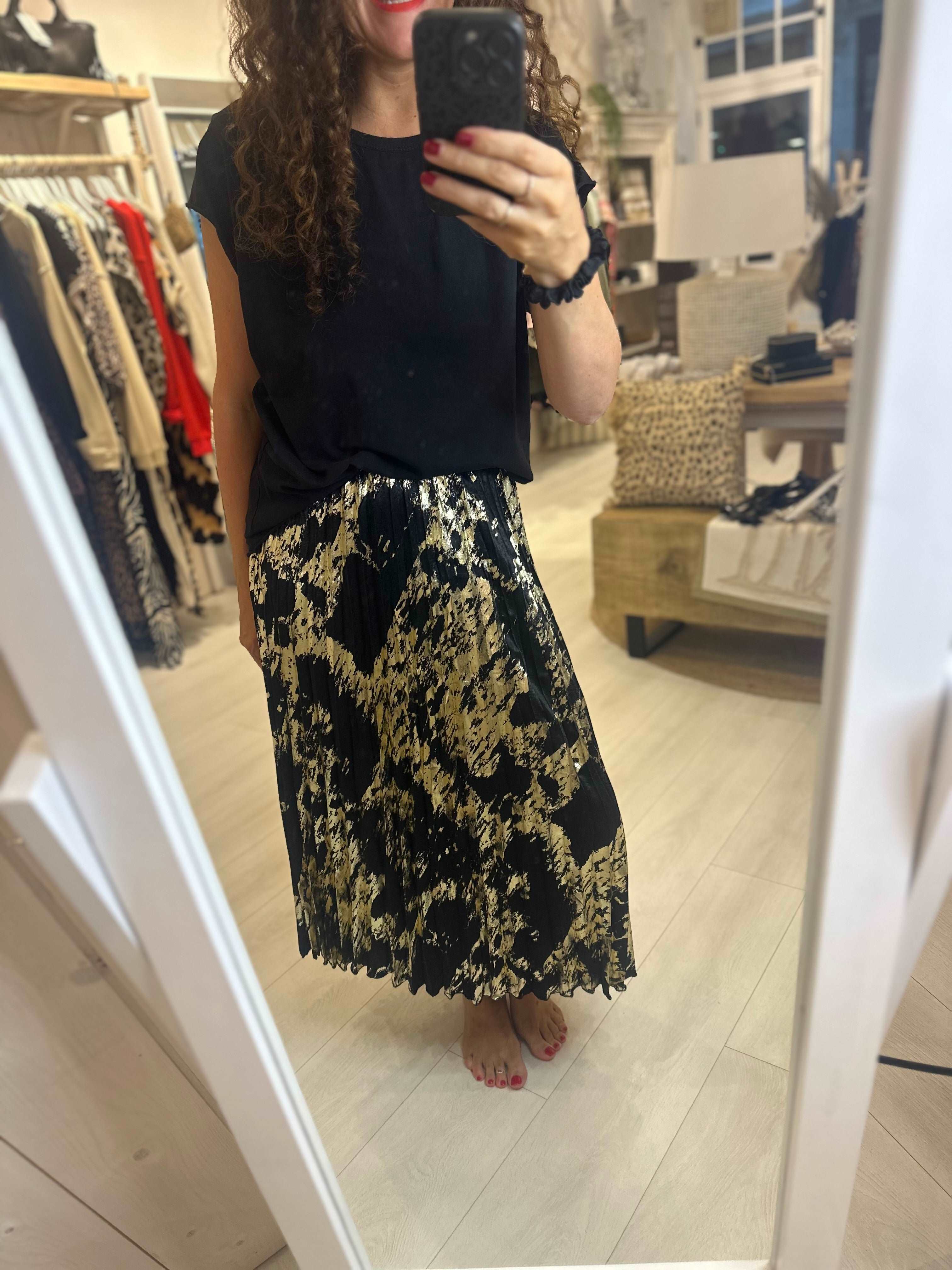 Aziza Gold Printed Skirt