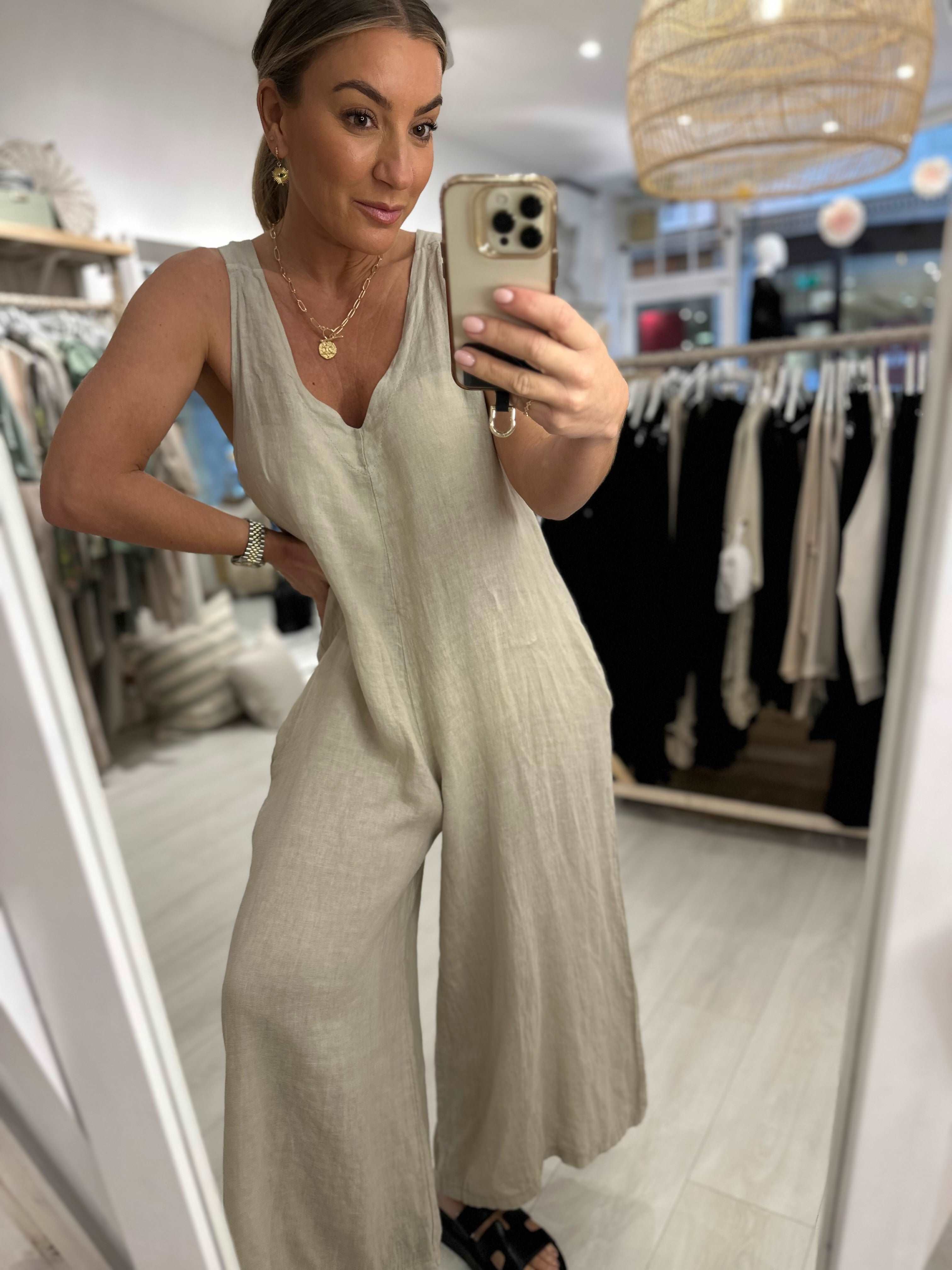 Lucie Linen Wide Leg Jumpsuit