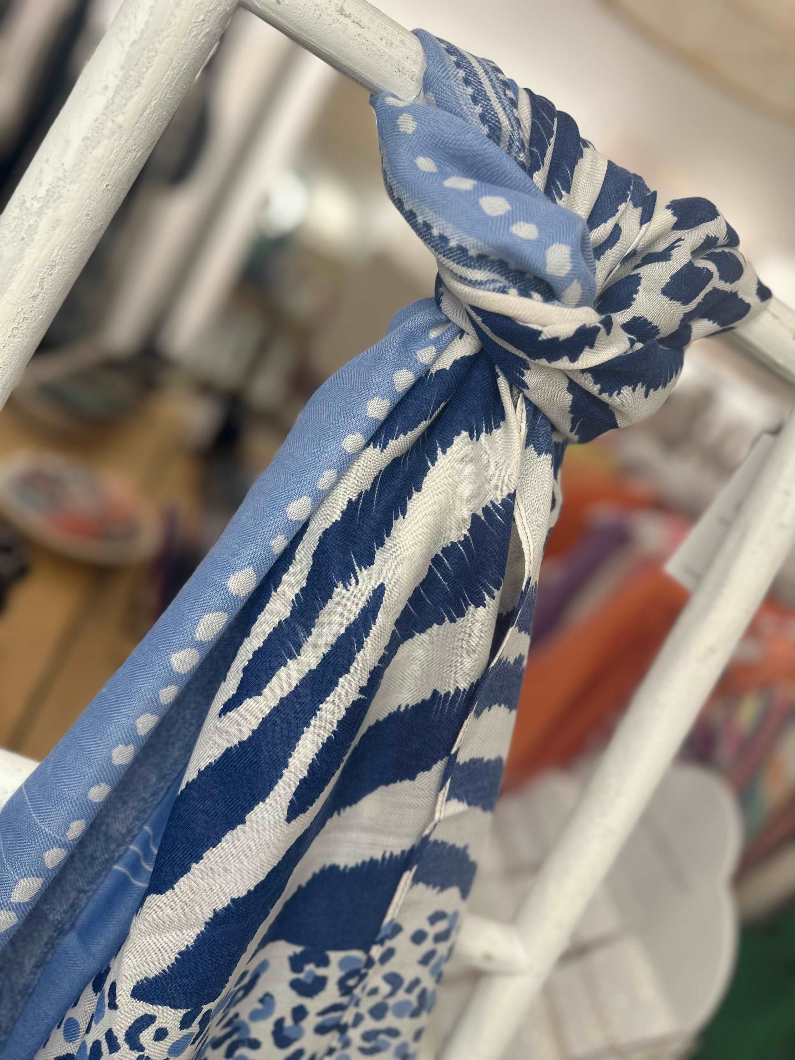 Cobalt Tiger Pattern Scarf