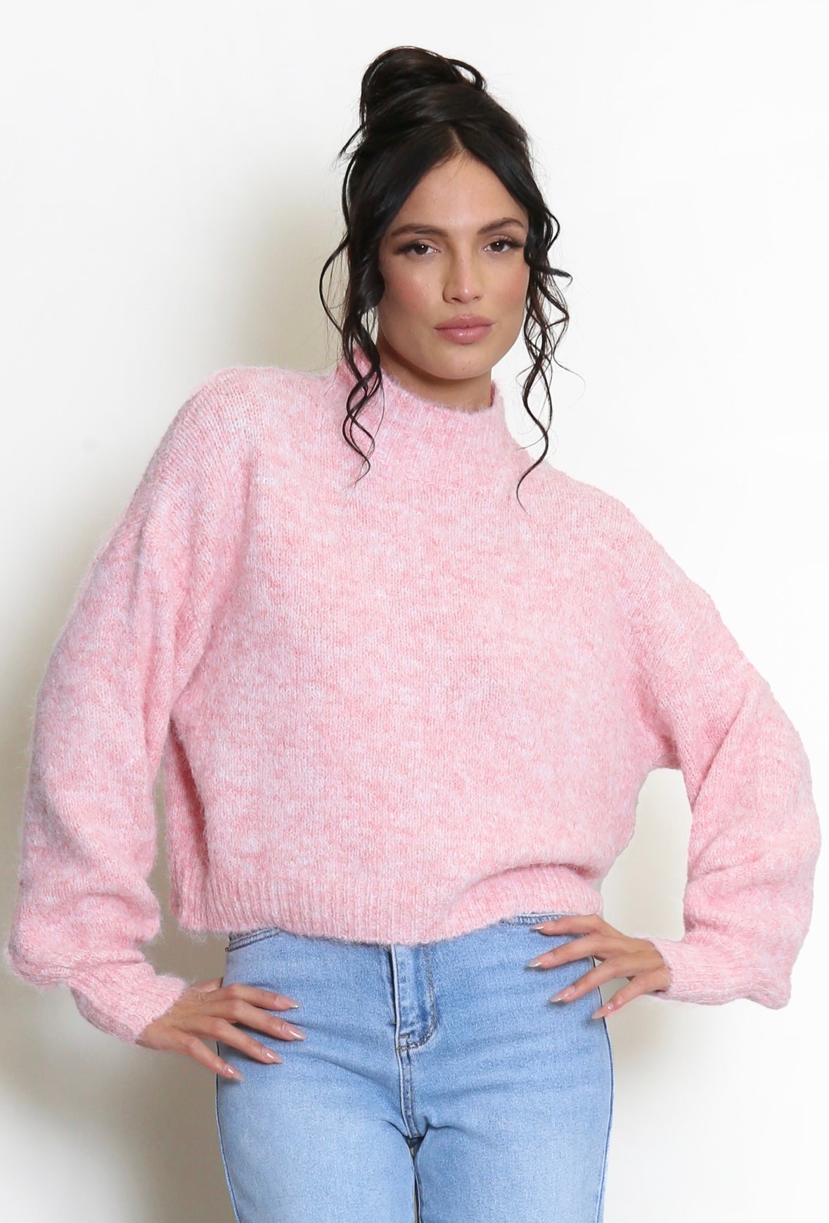 Mohair Blend Knit High Neck Jumper