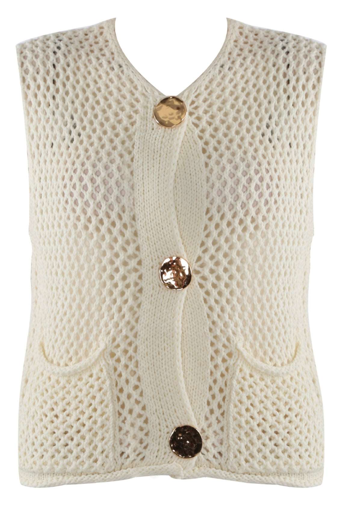 Knitted Gold Button Tank