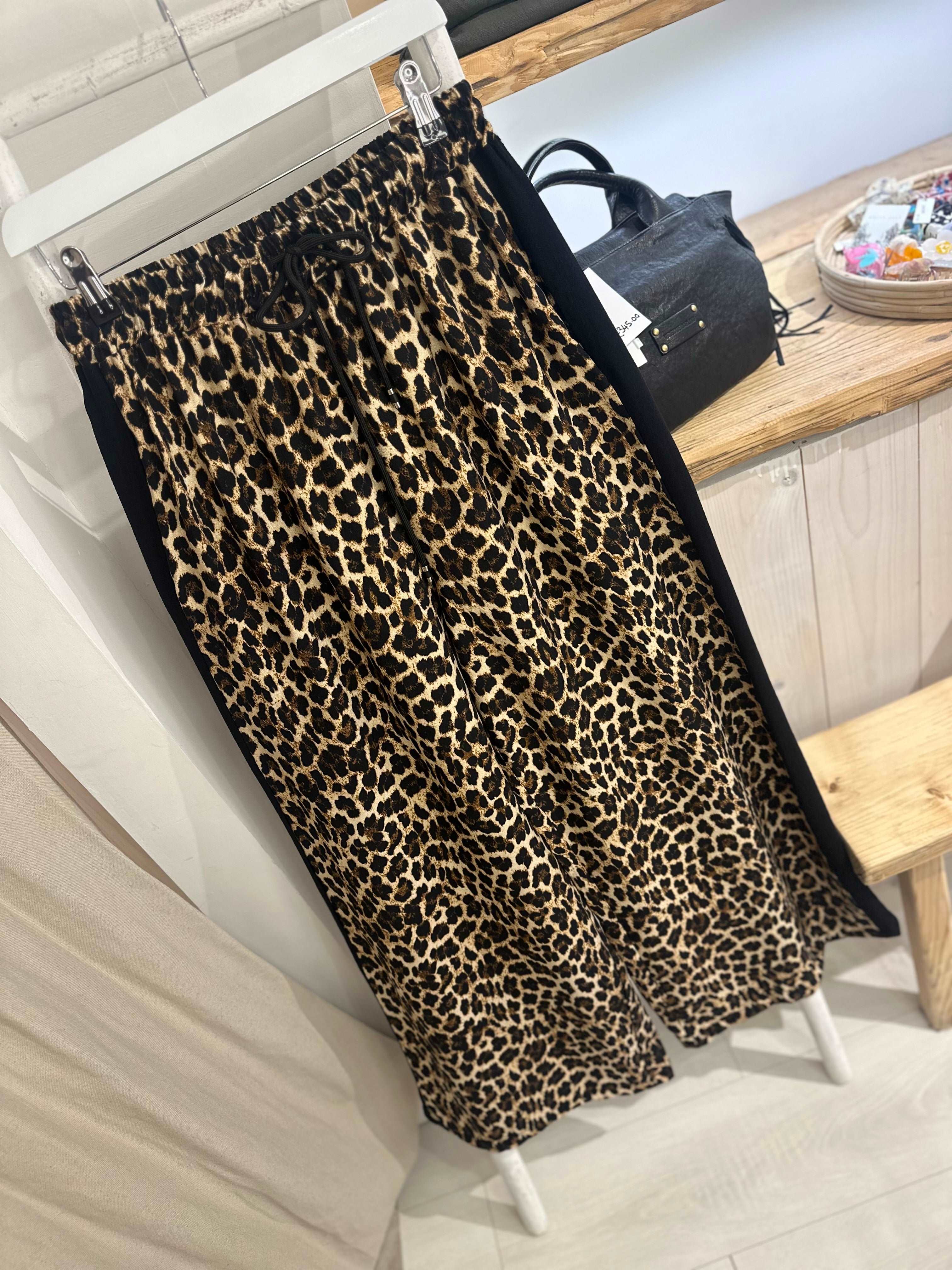 Lula Leopard Wide Leg Elasticated Trousers