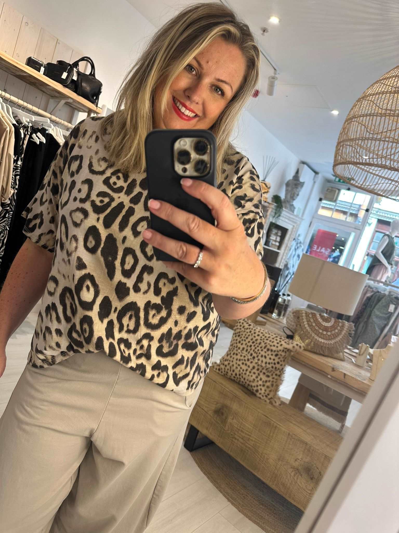 Asha Leopard Print Relaxed Tee