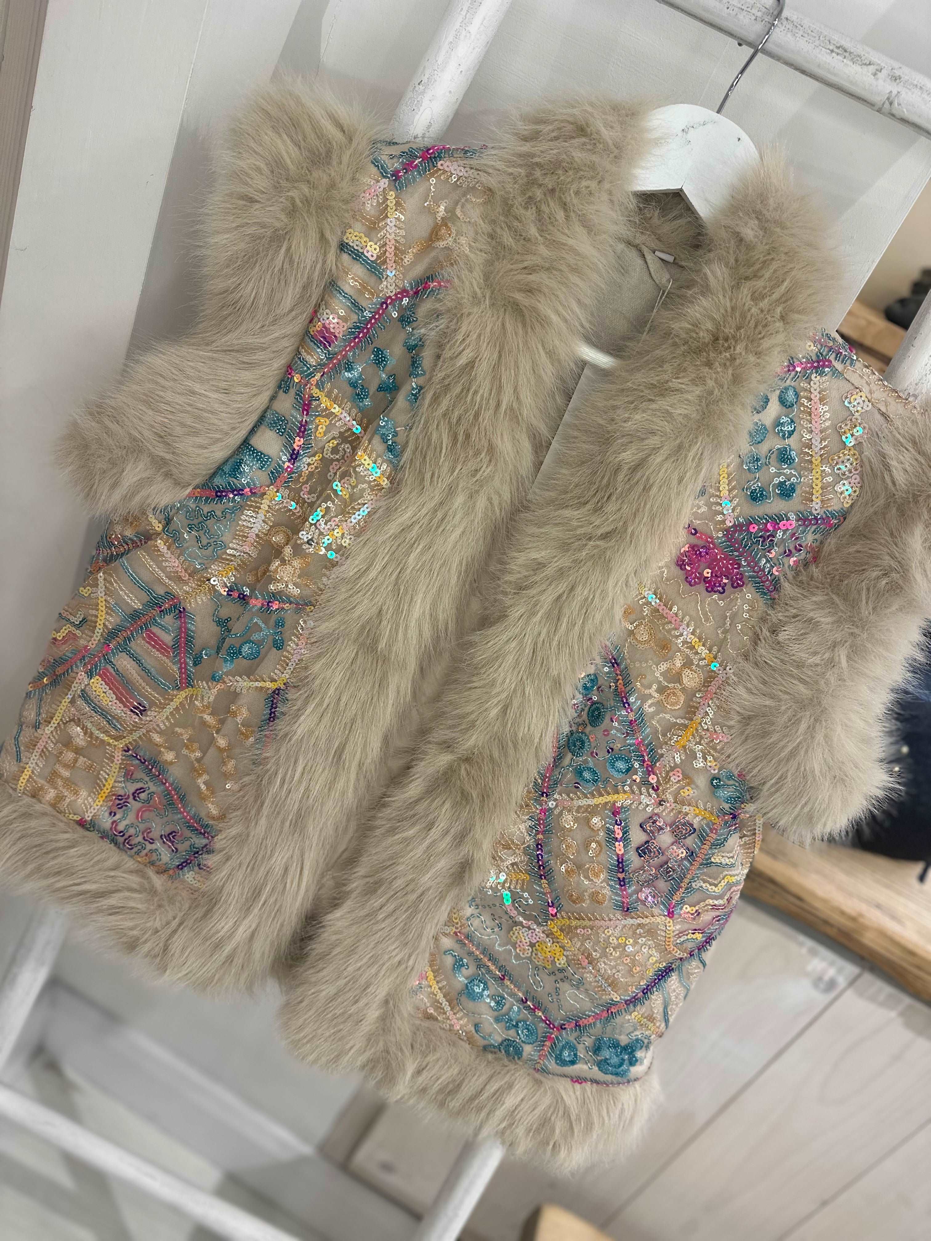 Fur Lined Sequin Gilet