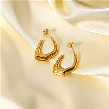 Misshapen Hoop Earrings in 18K Gold Plate