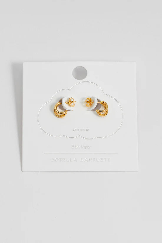 Plain And Twist Double Hoop Earrings