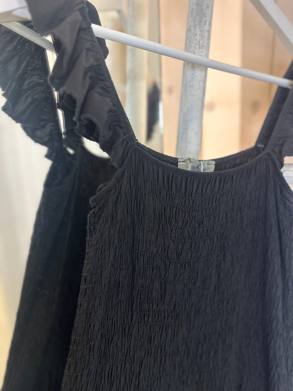 Black Frill Sleeve Maxi Dress