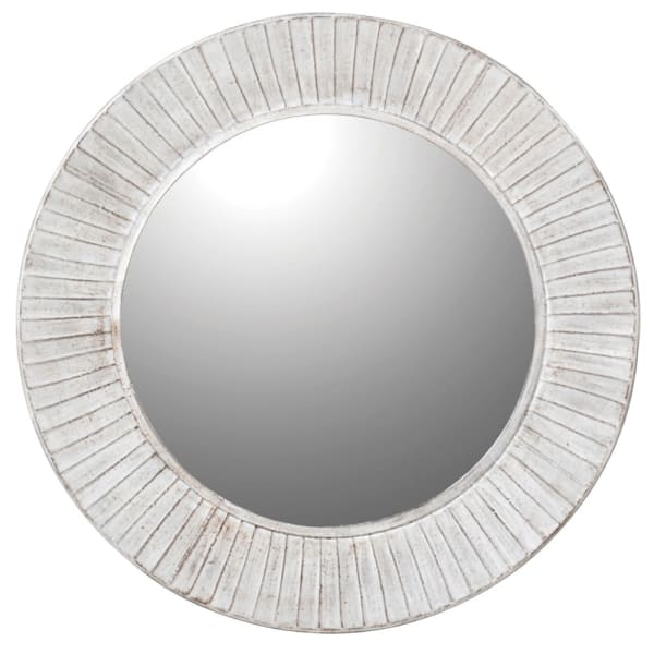 White Wash round mirror