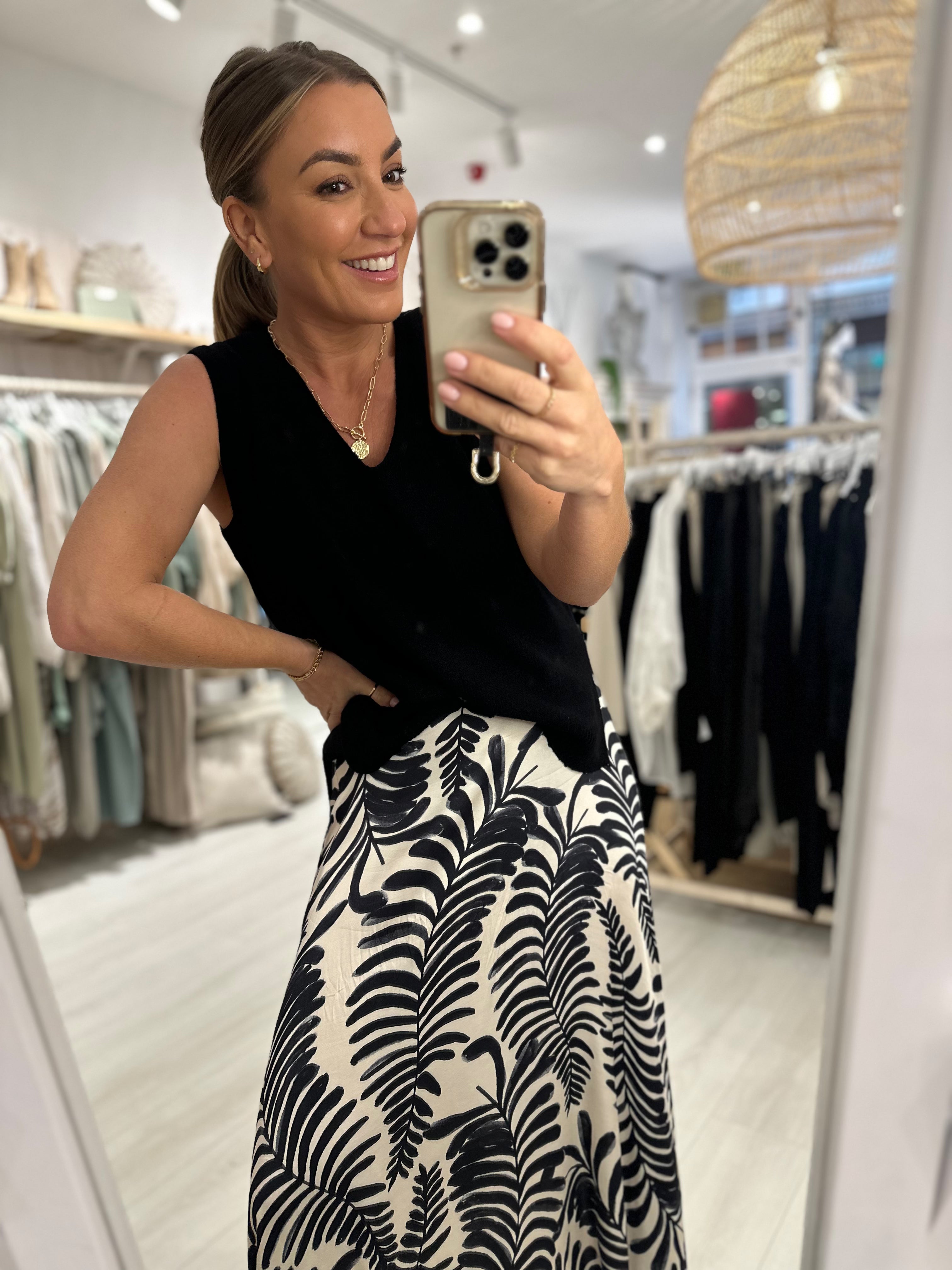 Evelyn Leaf Print Skirt