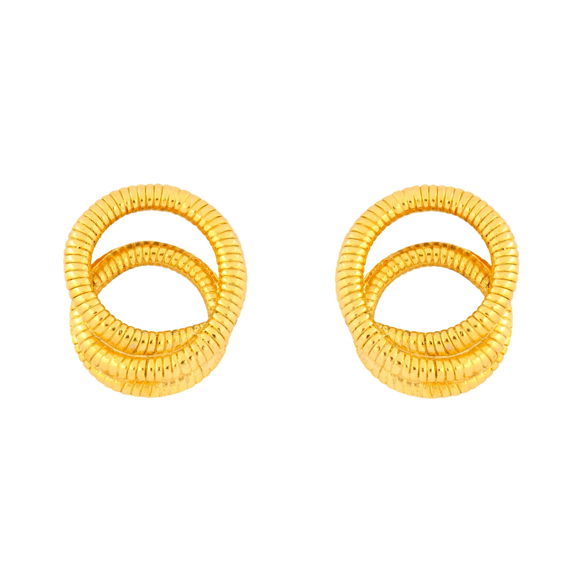 Vintage Gold Circle Clip On Earrings