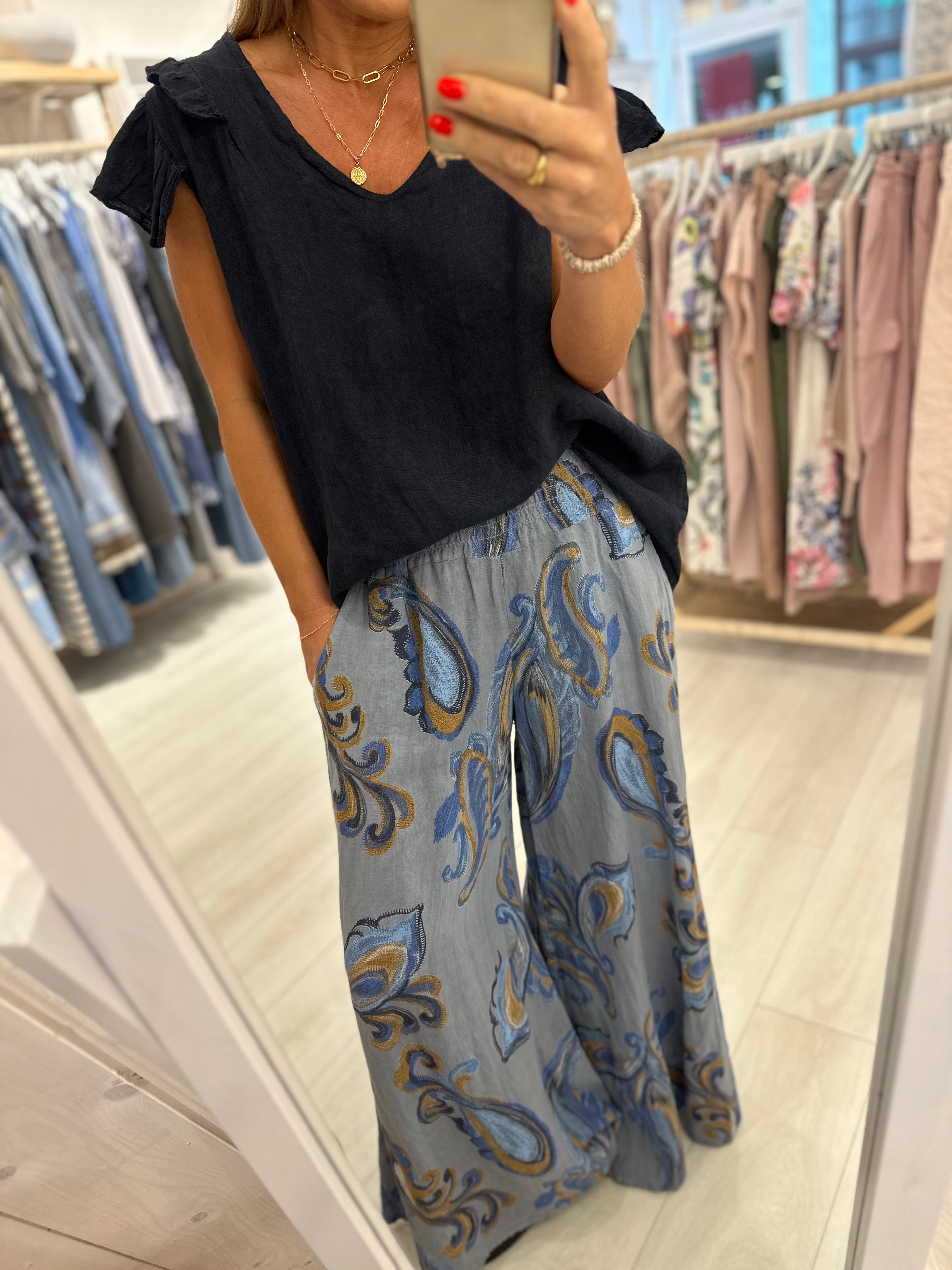 Felicia Patterned Wide Leg Trouser